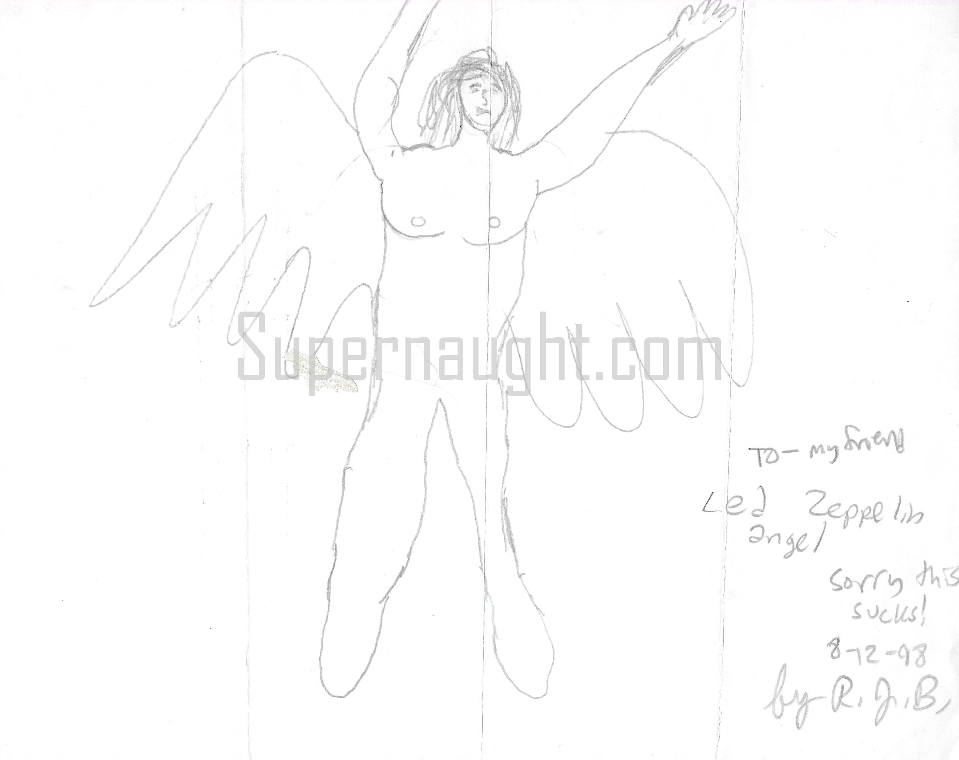 Robert Bardo Led Zeppelin Angel Drawing Signed