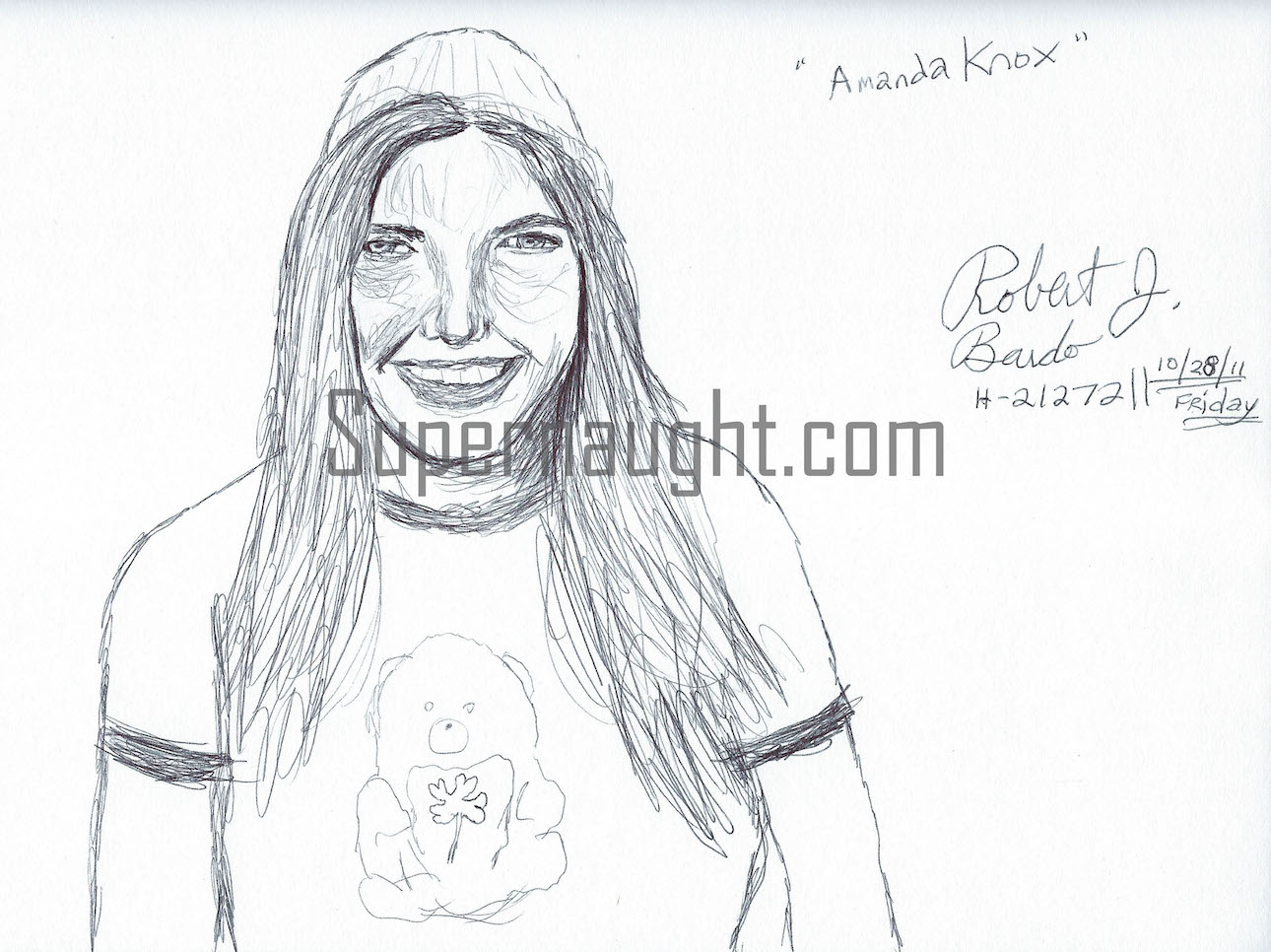 Robert Bardo Signed Amanda Knox Artwork