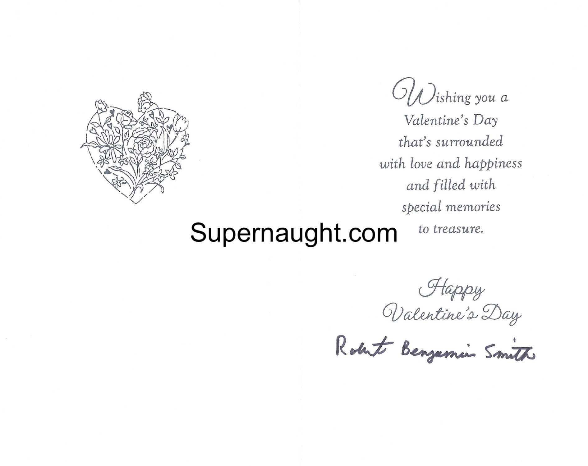 Robert Benjamin Smith Signed Valentine's Card