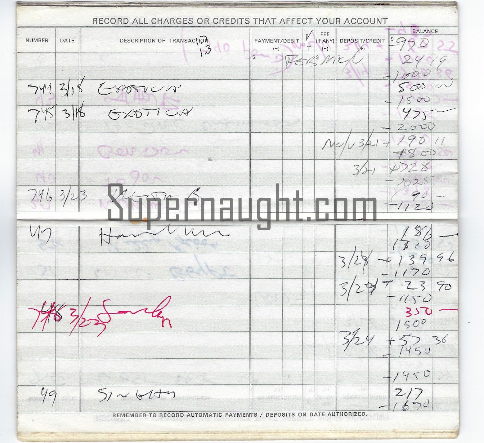 Robert Berdella Checkbook Register Signed image 2
