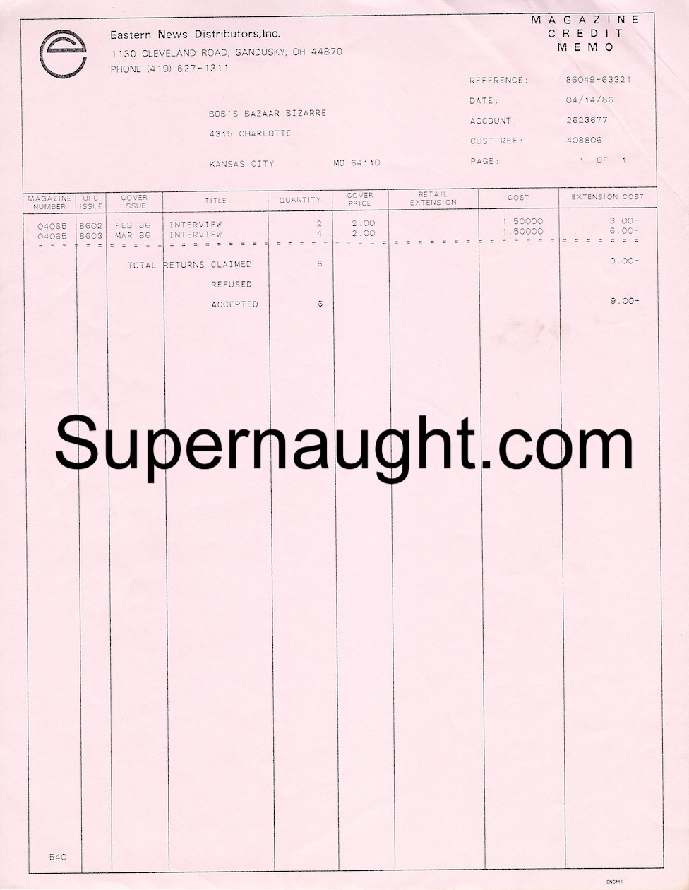 Robert Berdella Eastern News Credit Memo