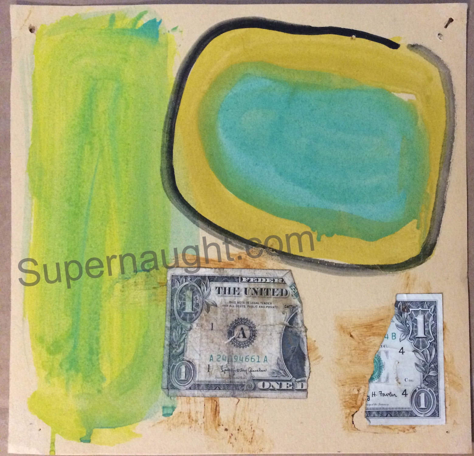 Robert Berdella Ripped Dollar Abstract Painting
