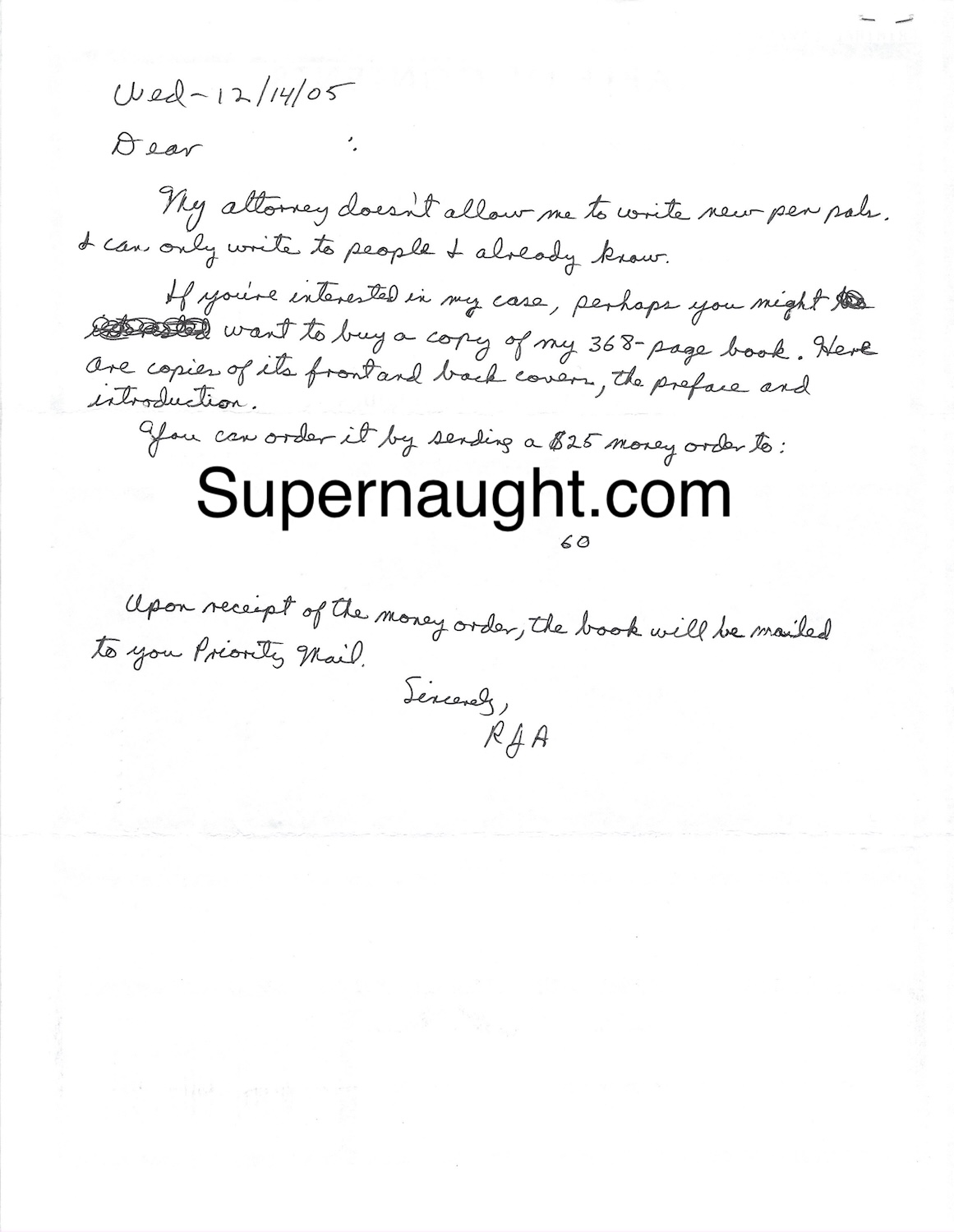 Rodney Alcala Handwritten Letter Signed with Envelope