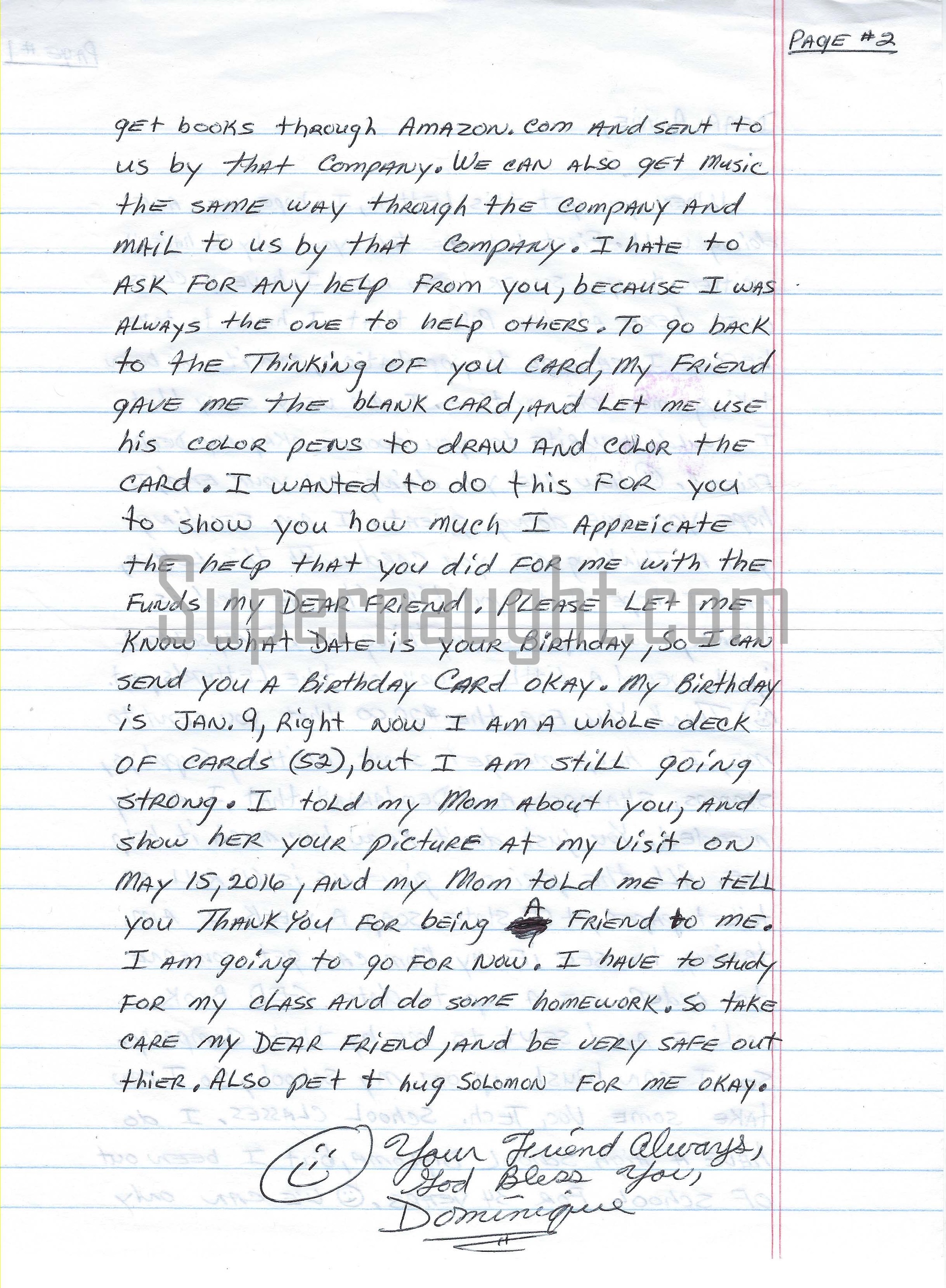 Ronald Dominique Signed Letter image 2