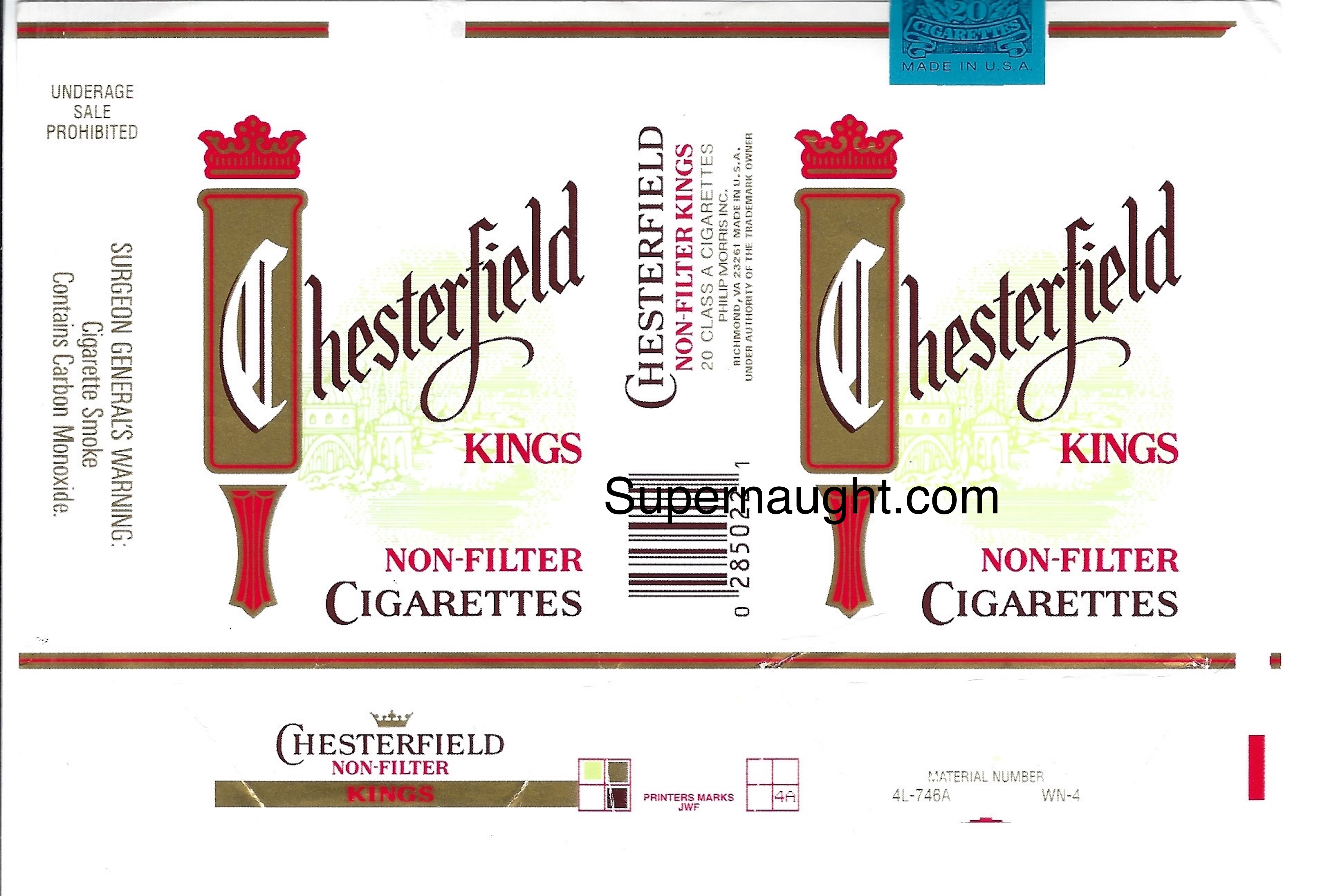 Roy Norris Chesterfield Cigarette Label Signed