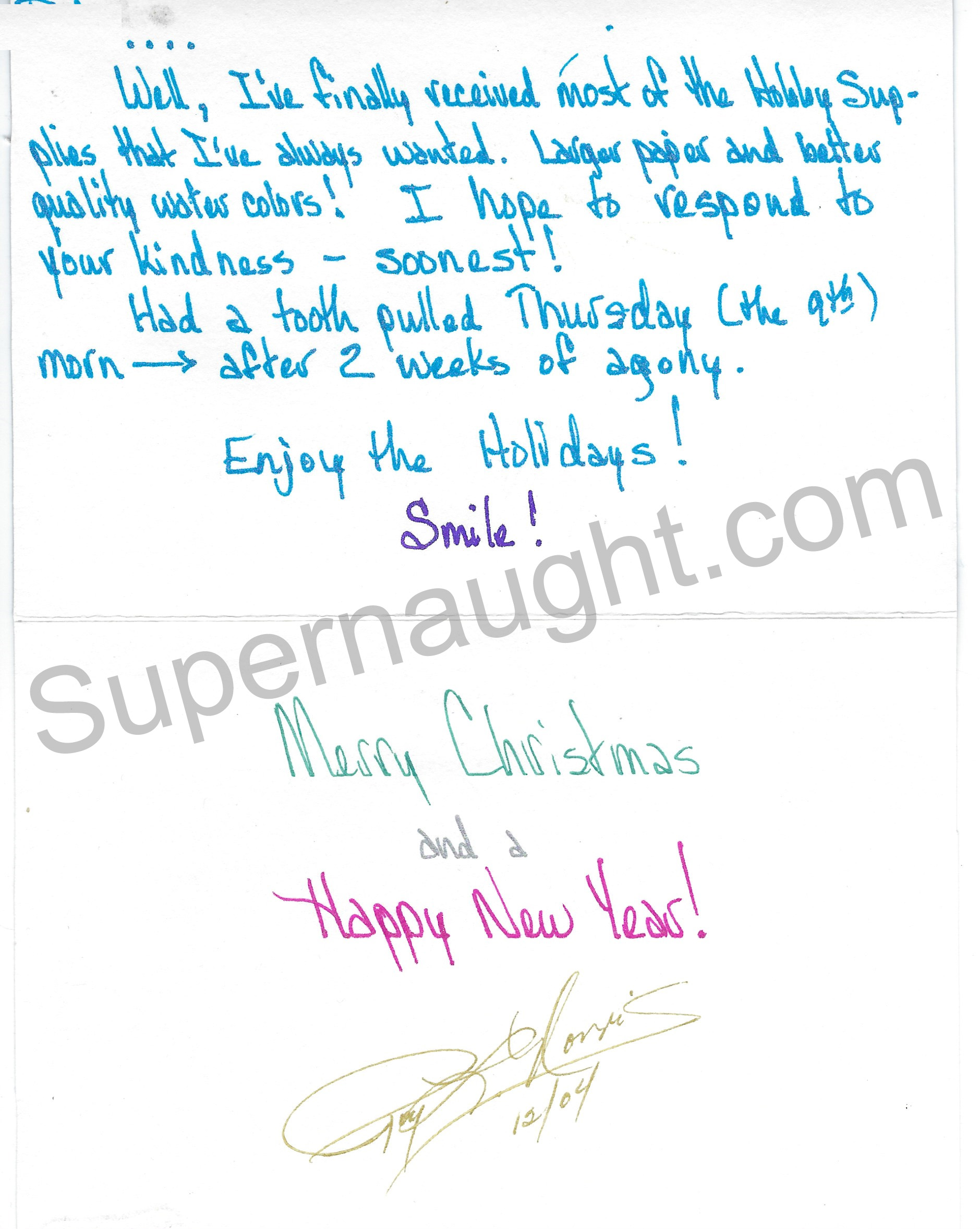 Roy Norris Hand Painted Christmas Card Signed image 2
