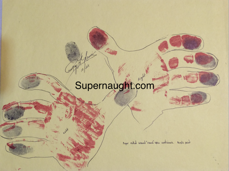 Roy Norris Hand Tracings with Blood Red Prints Signed