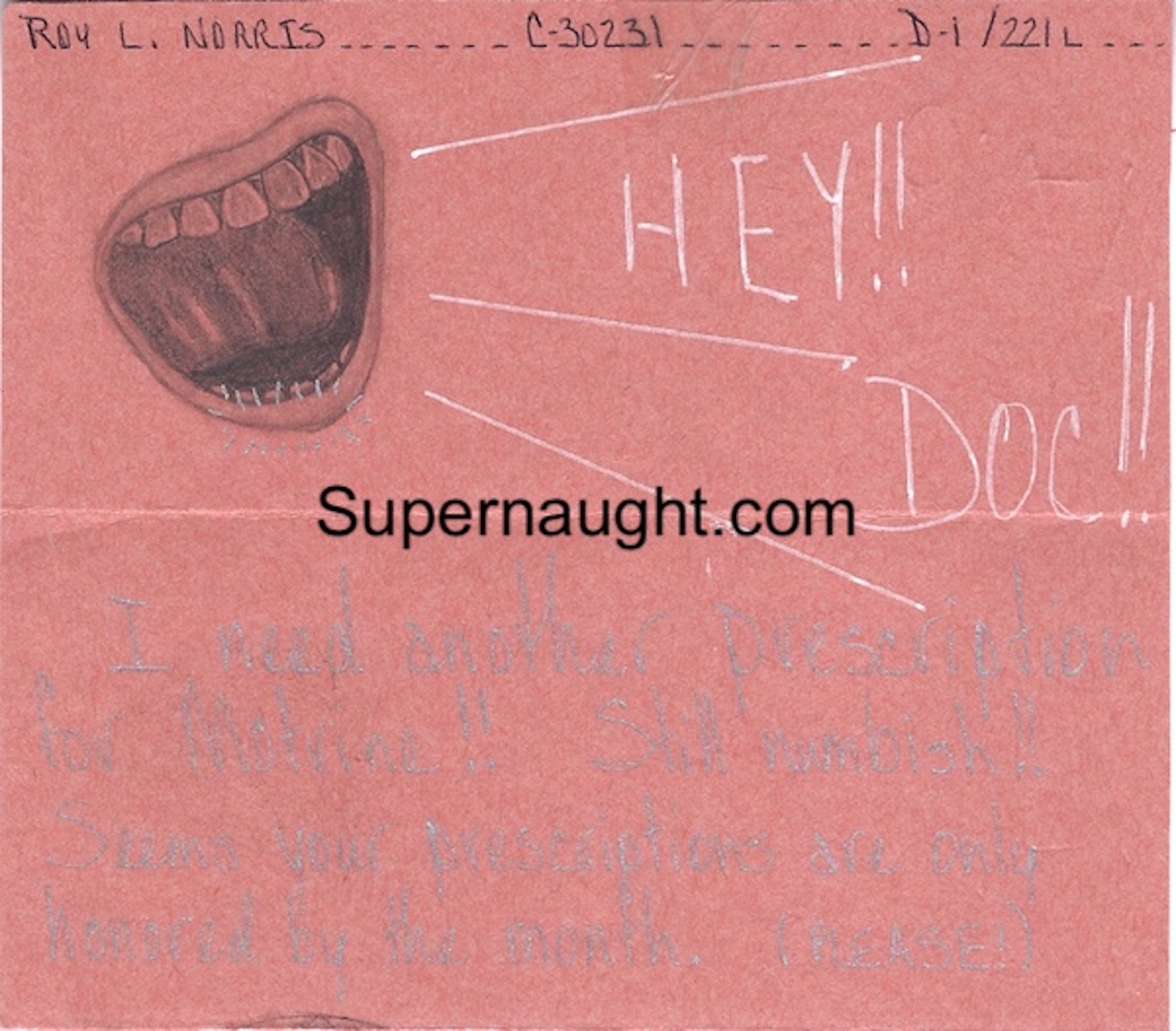 Roy Norris Hey Doc Signed Artwork Note