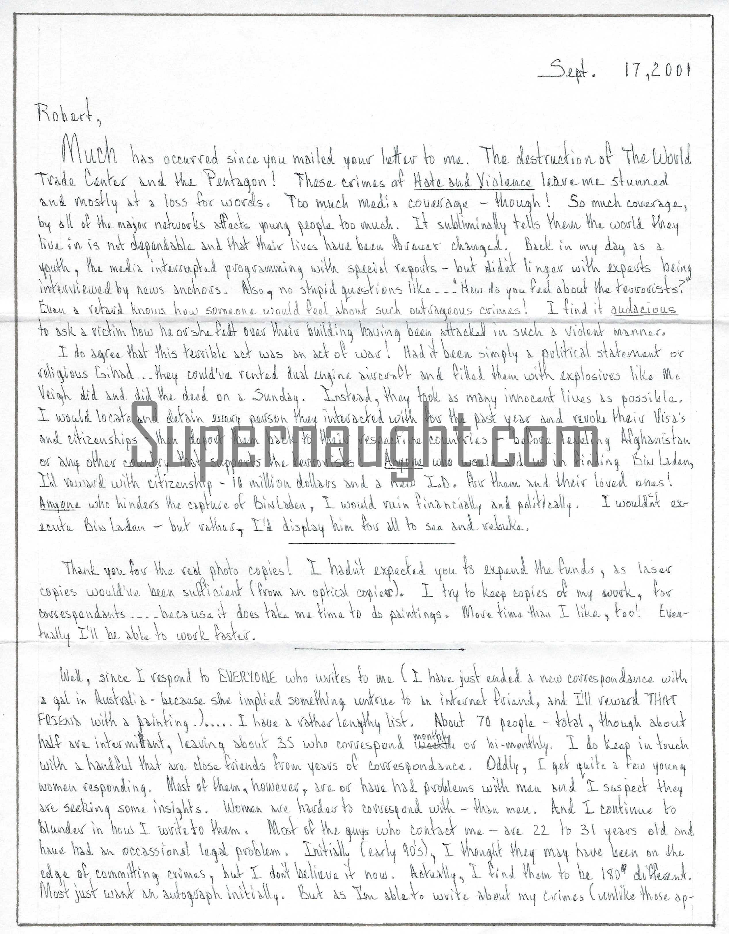 Roy Norris Letter And Eagle Envelope Art Set Both Signed image 3