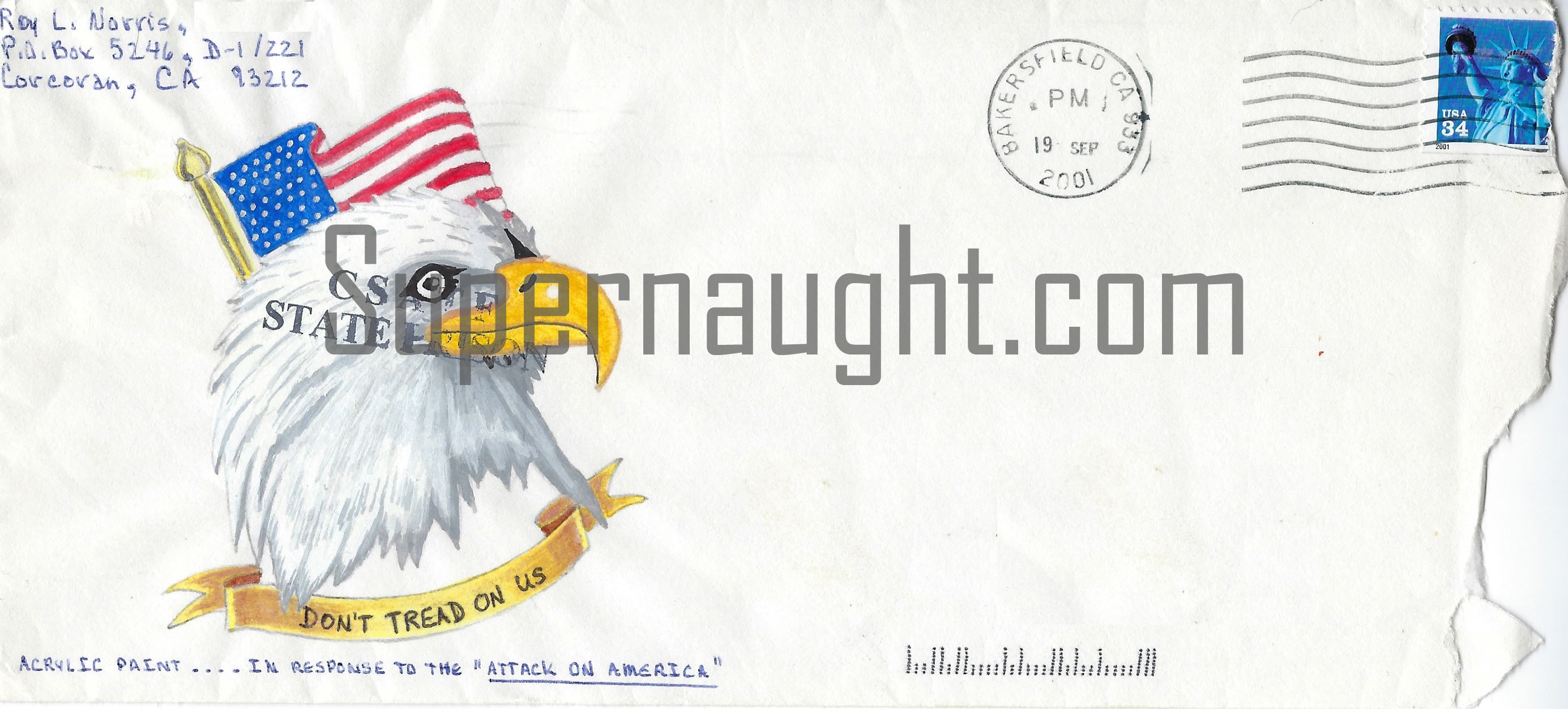 Roy Norris Letter And Eagle Envelope Art Set Both Signed