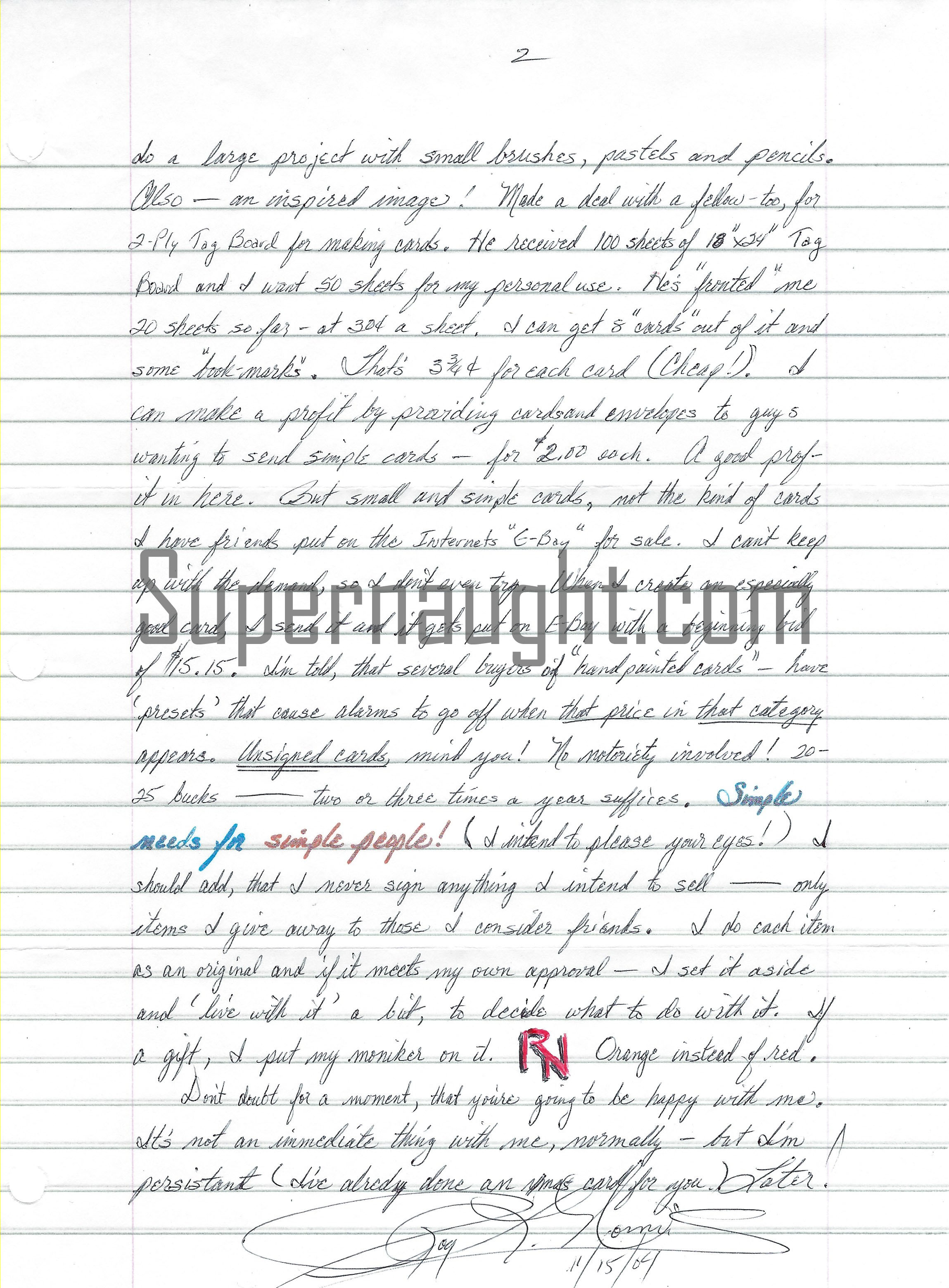 Roy Norris Letter With Envelope Artwork Set Both Signed image 2