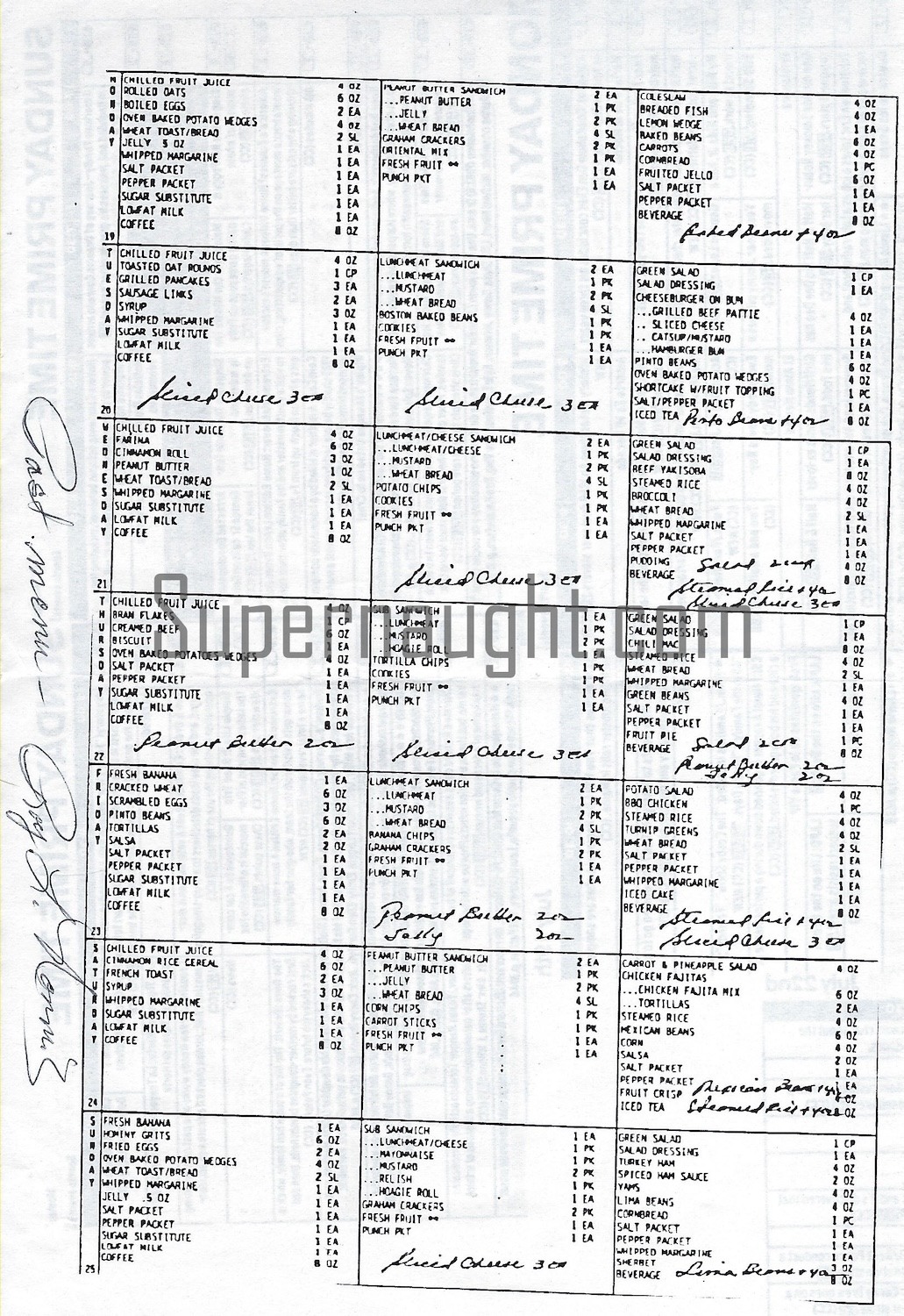 Roy Norris Signed Menu