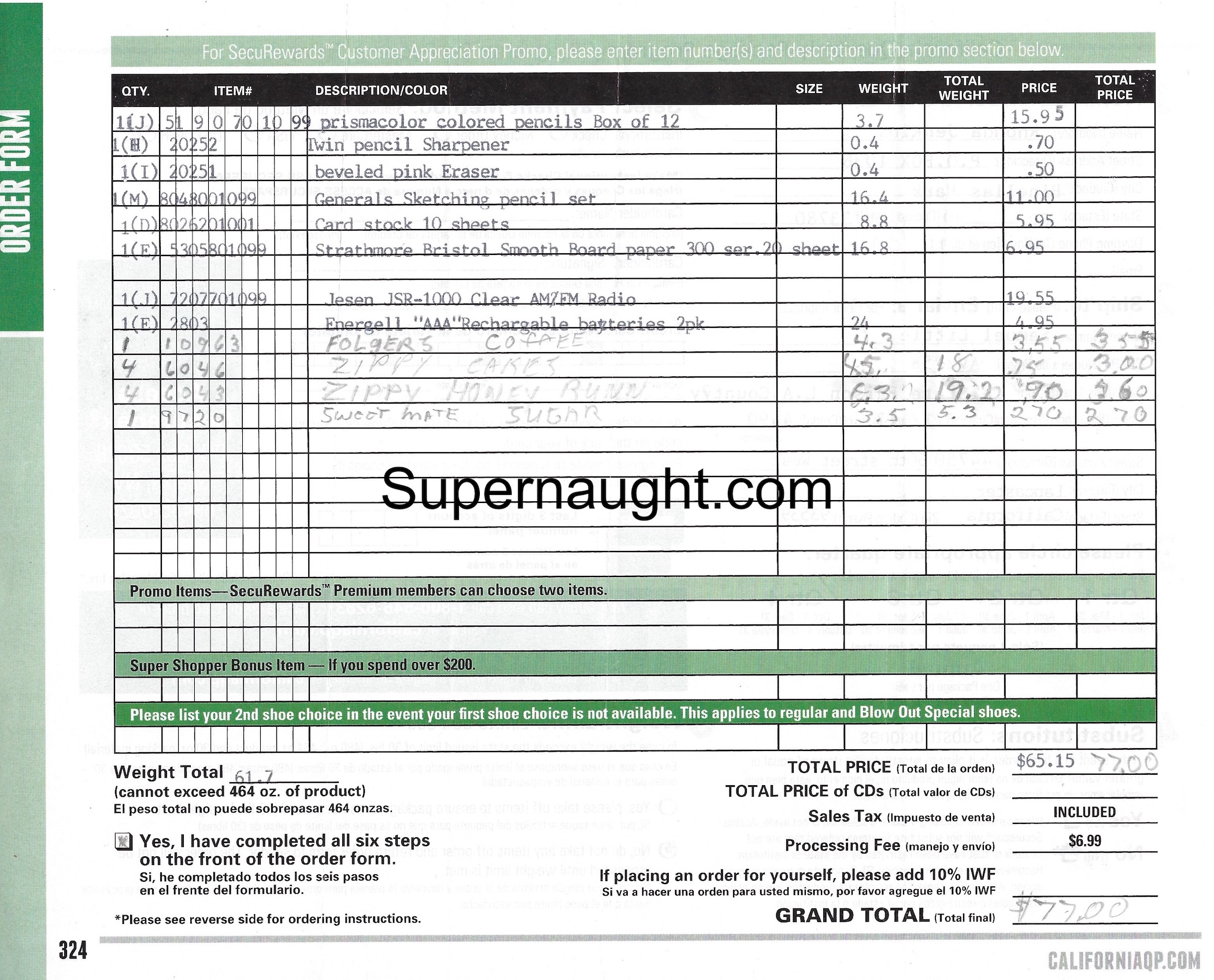 Samuel Little Prison Package Order Form Filled Out By Sam image 2