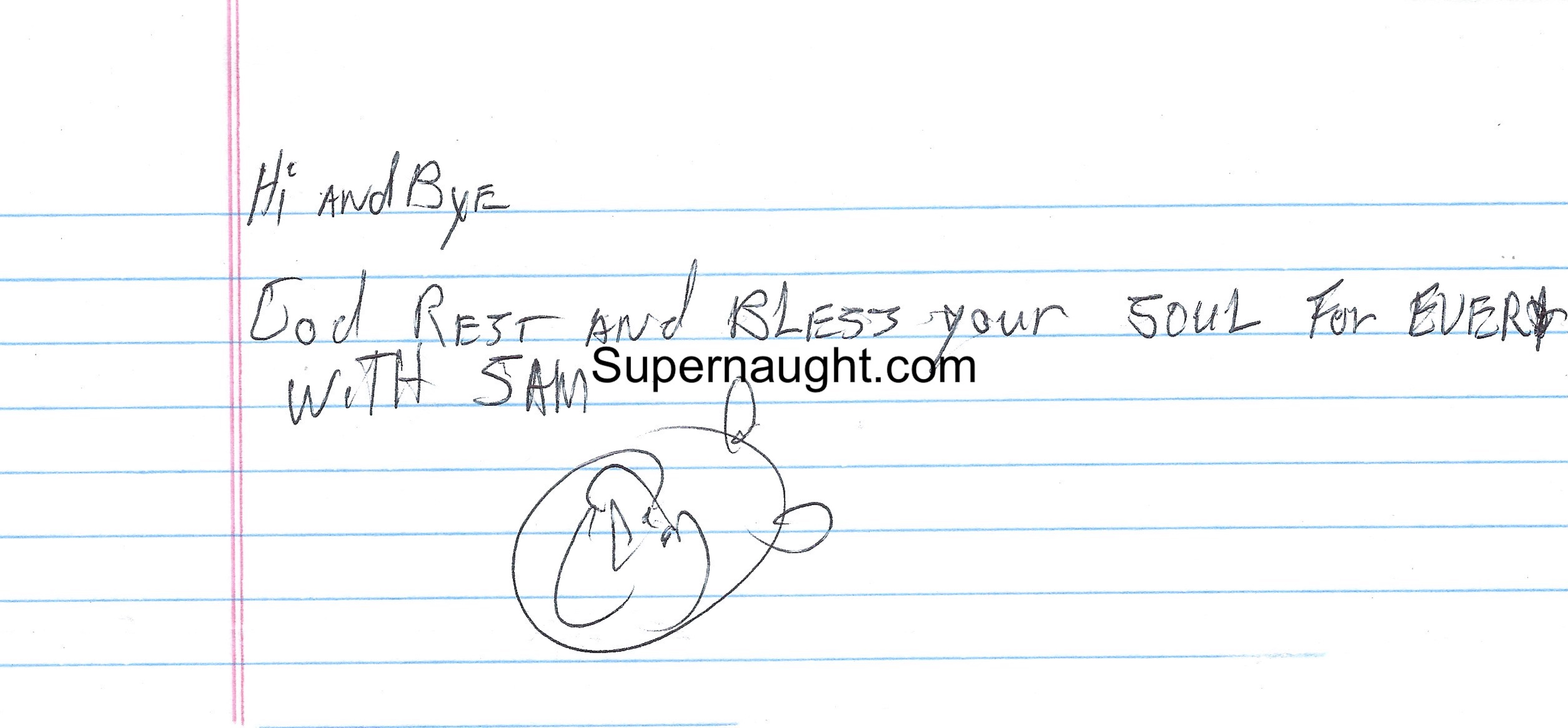 Samuel Little Signed Note With Smiley Face