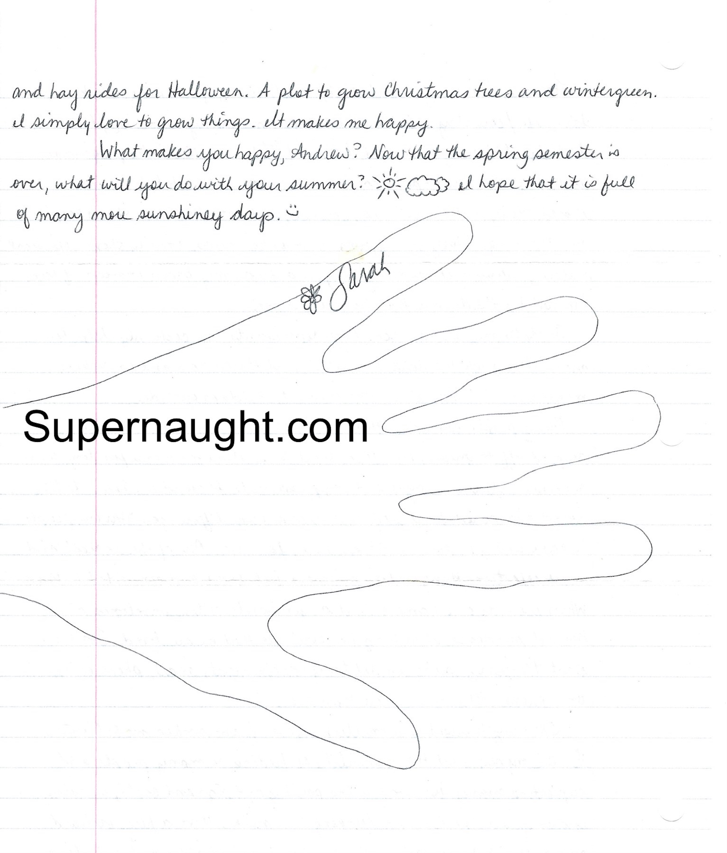 Sarah Jo Pender 4 Page Letter With Hand Tracing and Envelope Both Signed
