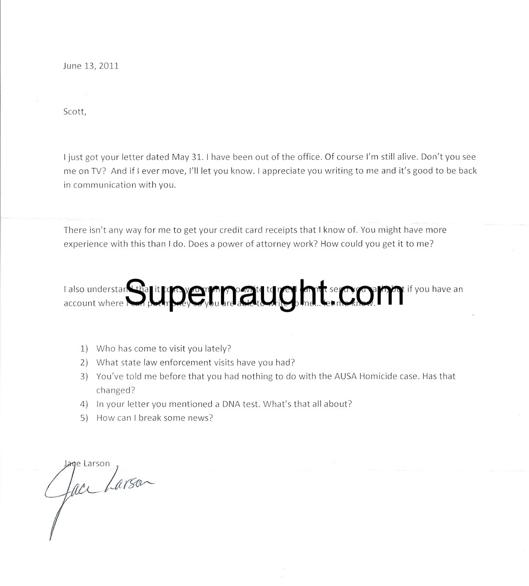 Scott Kimball How Can I Break Some News Reporter Letter and Envelope Signed