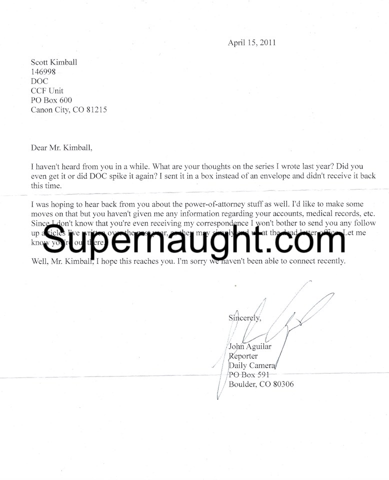 Scott Kimball Reporter Letter and Envelope Set