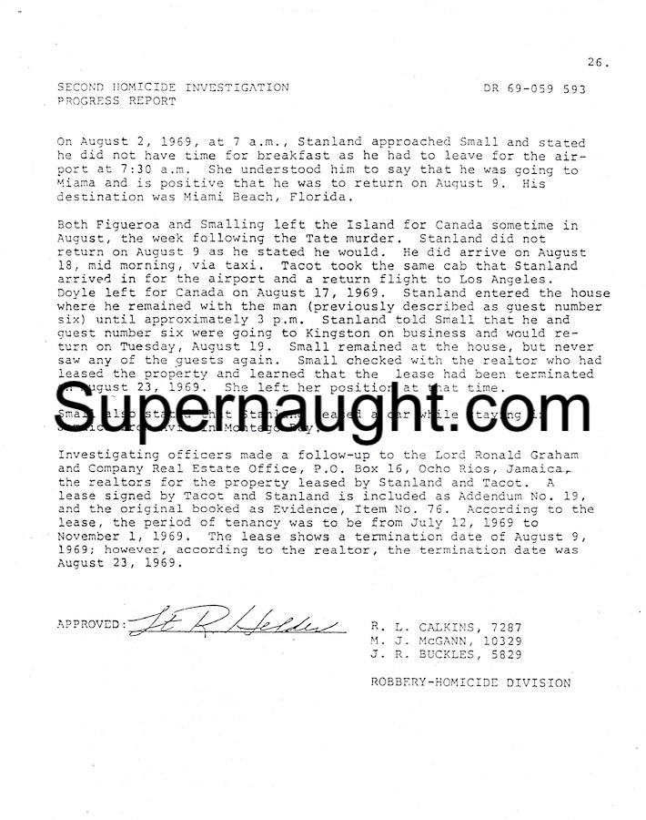 Sharon Tate 2nd Homicide Investigation Report image 2