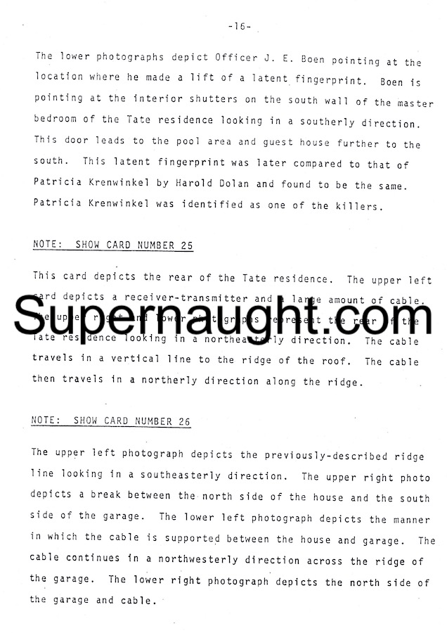 Sharon Tate Homicide Outline 16 Pages Charles Manson Family