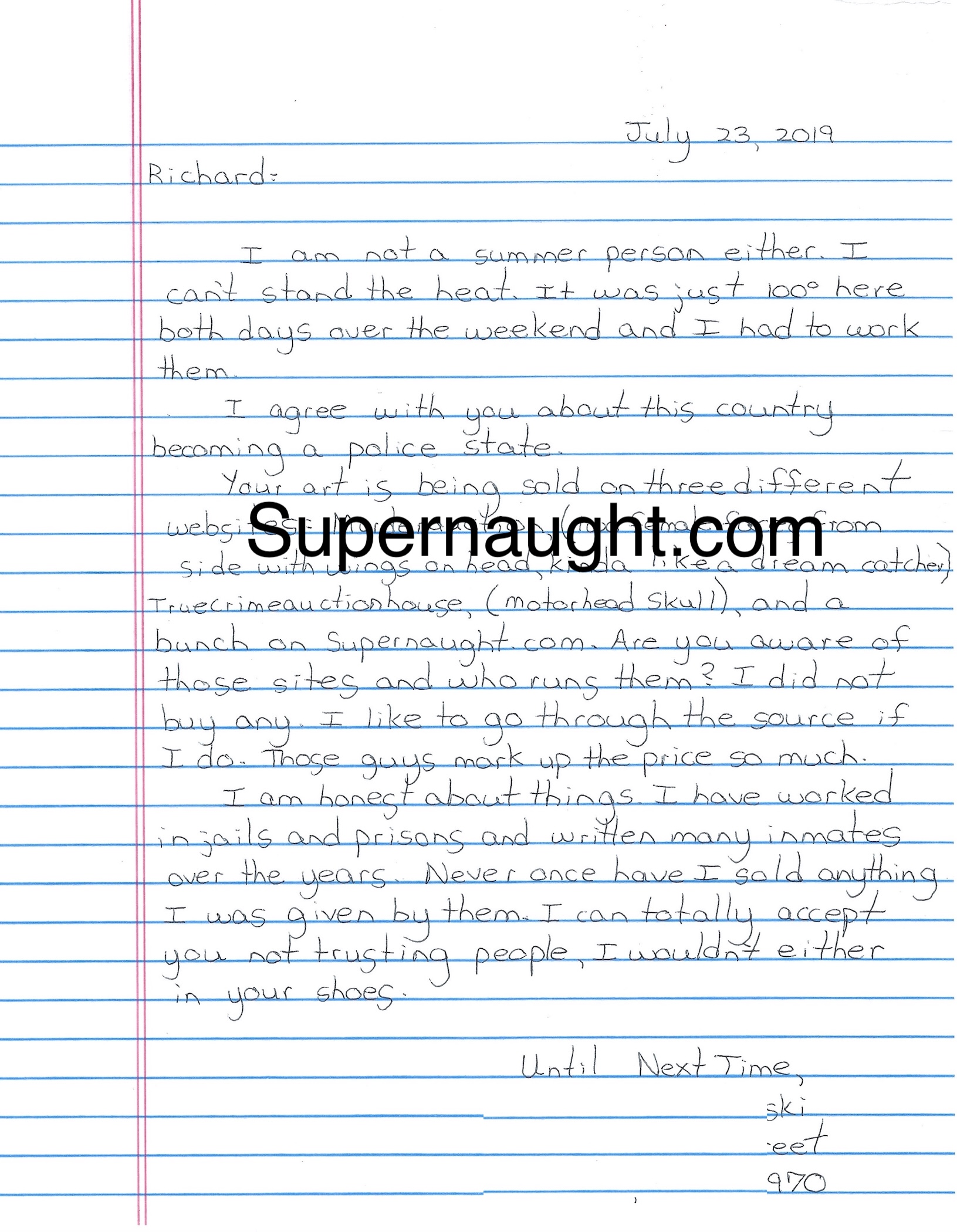 Snitch Letter Sent to Richard Clarey
