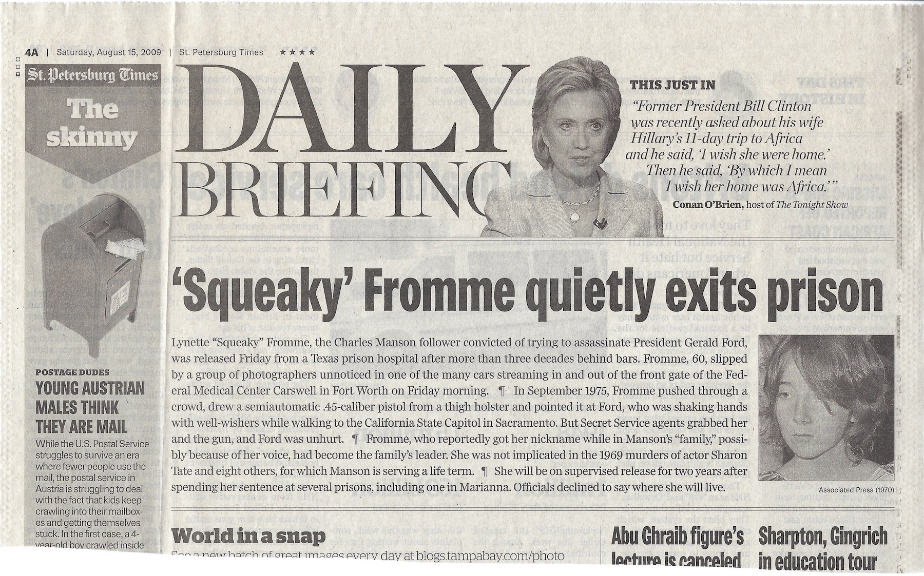 Squeaky Fromme Quietly Exits Prison Newspaper