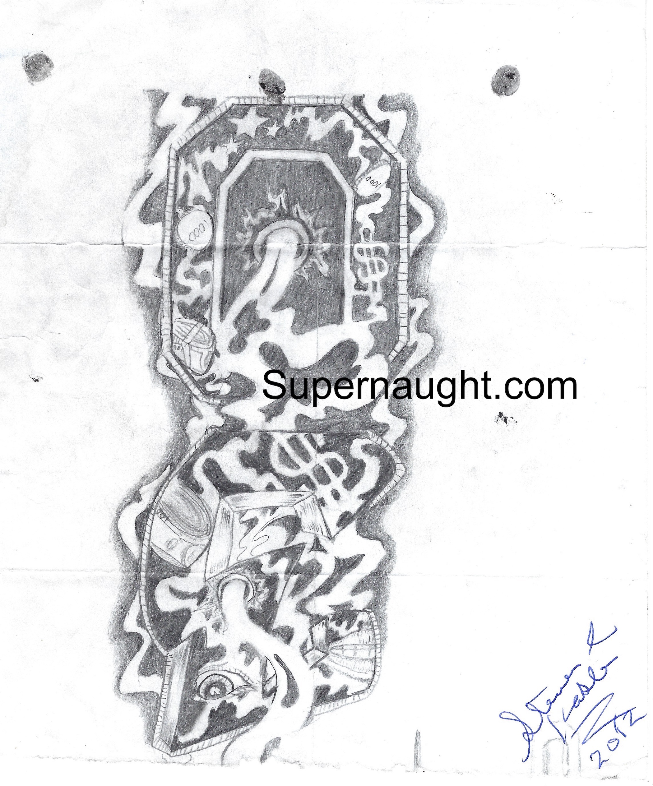 Steven Kasler Dollar Signs Drawing Signed