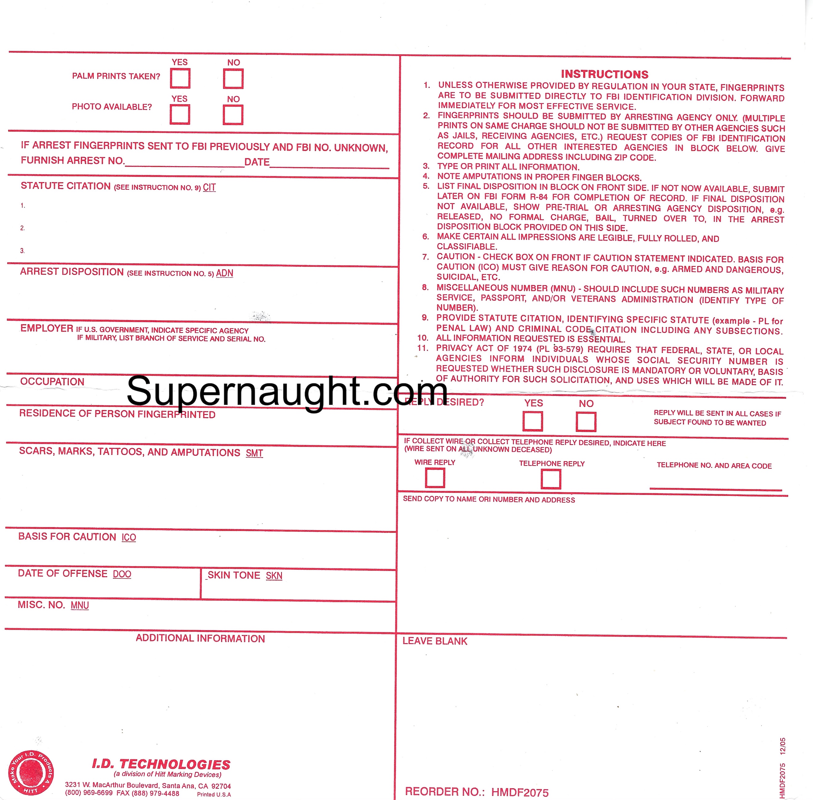 Steven Kasler Fingerprint Chart Signed Steven L Kasler image 2