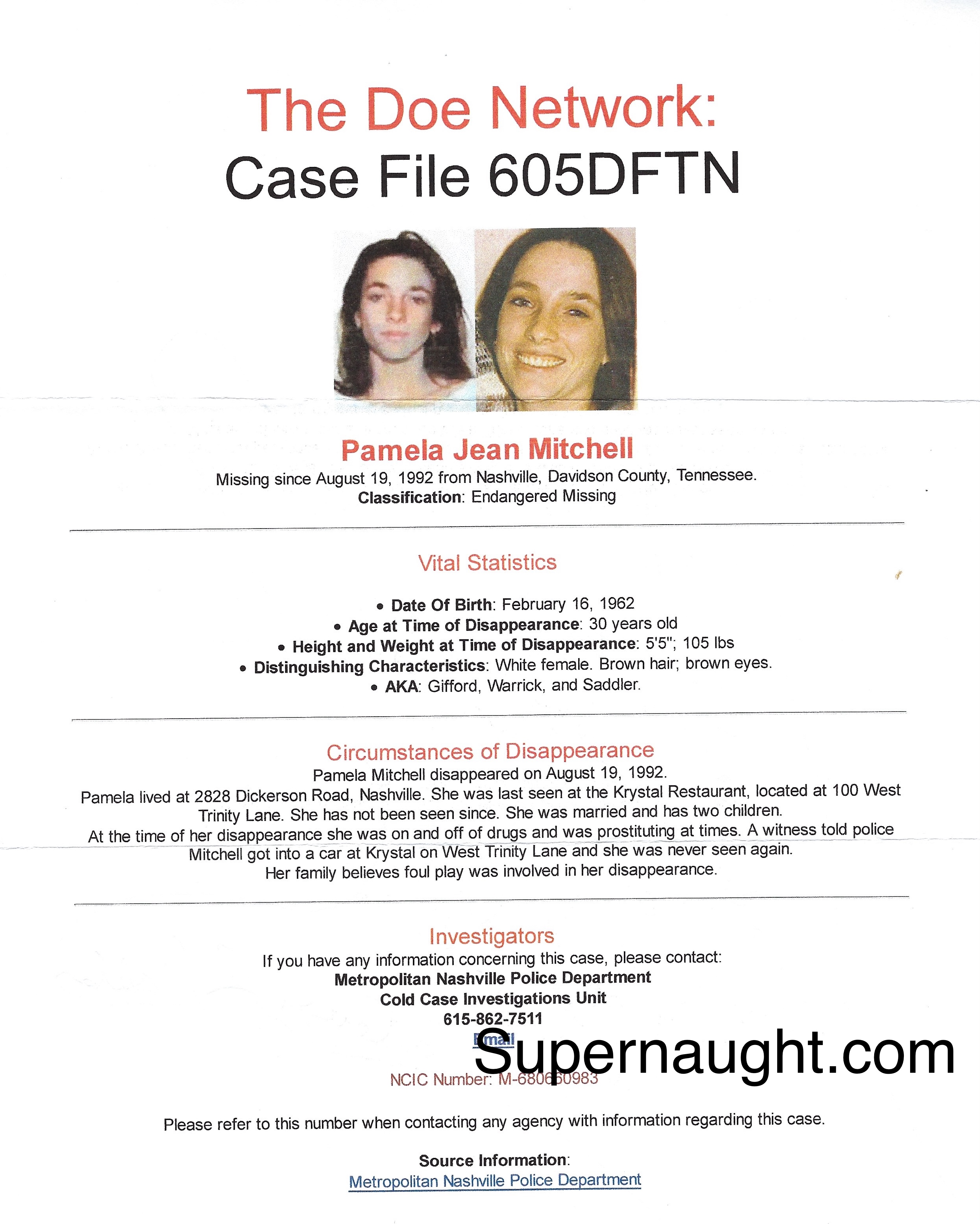 Steven Kasler Hand Tracing Signed Pamela Mitchell Missing Flyer image 2