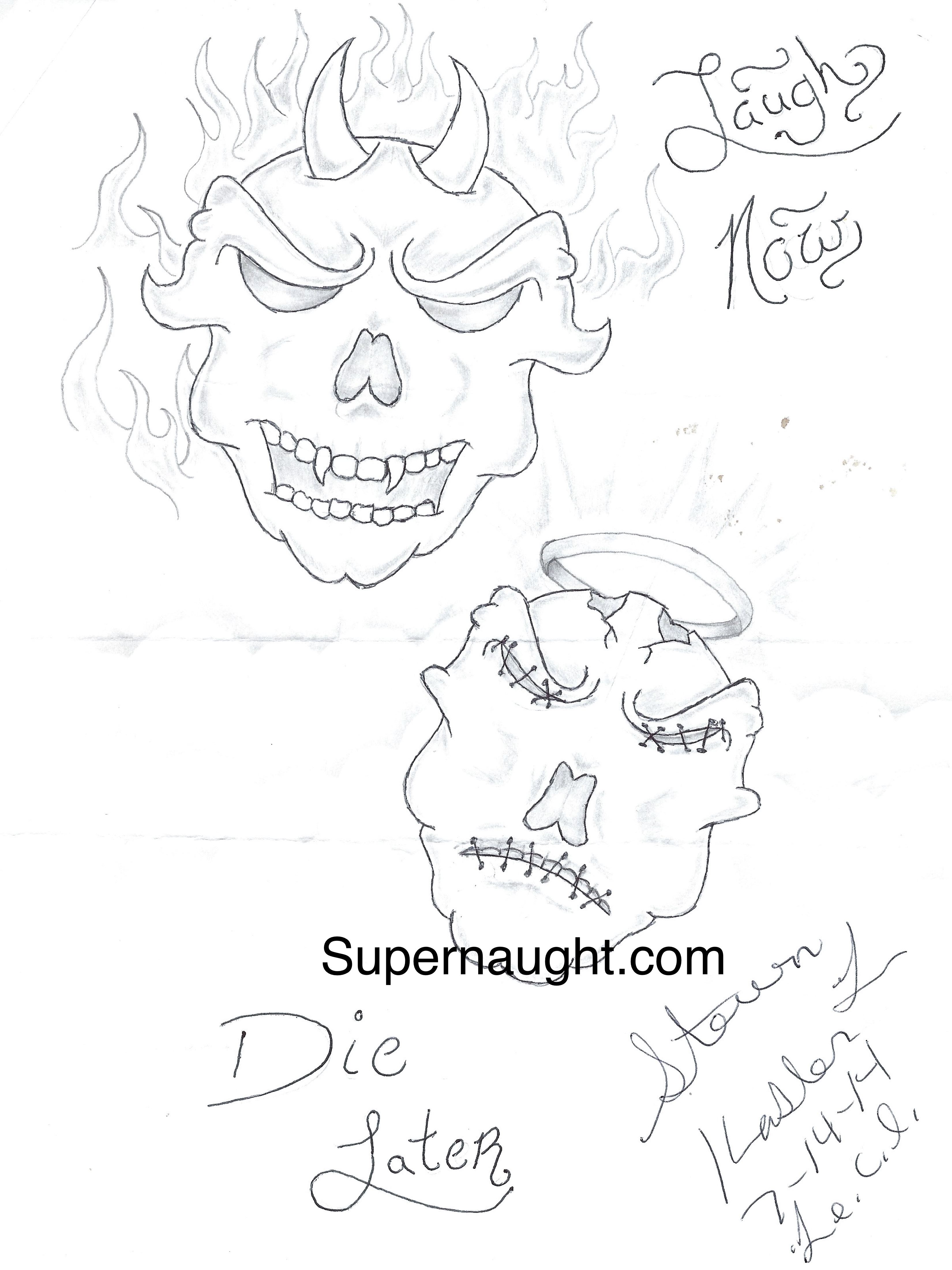 Steven Kasler Laugh Now Die Later Drawing Signed
