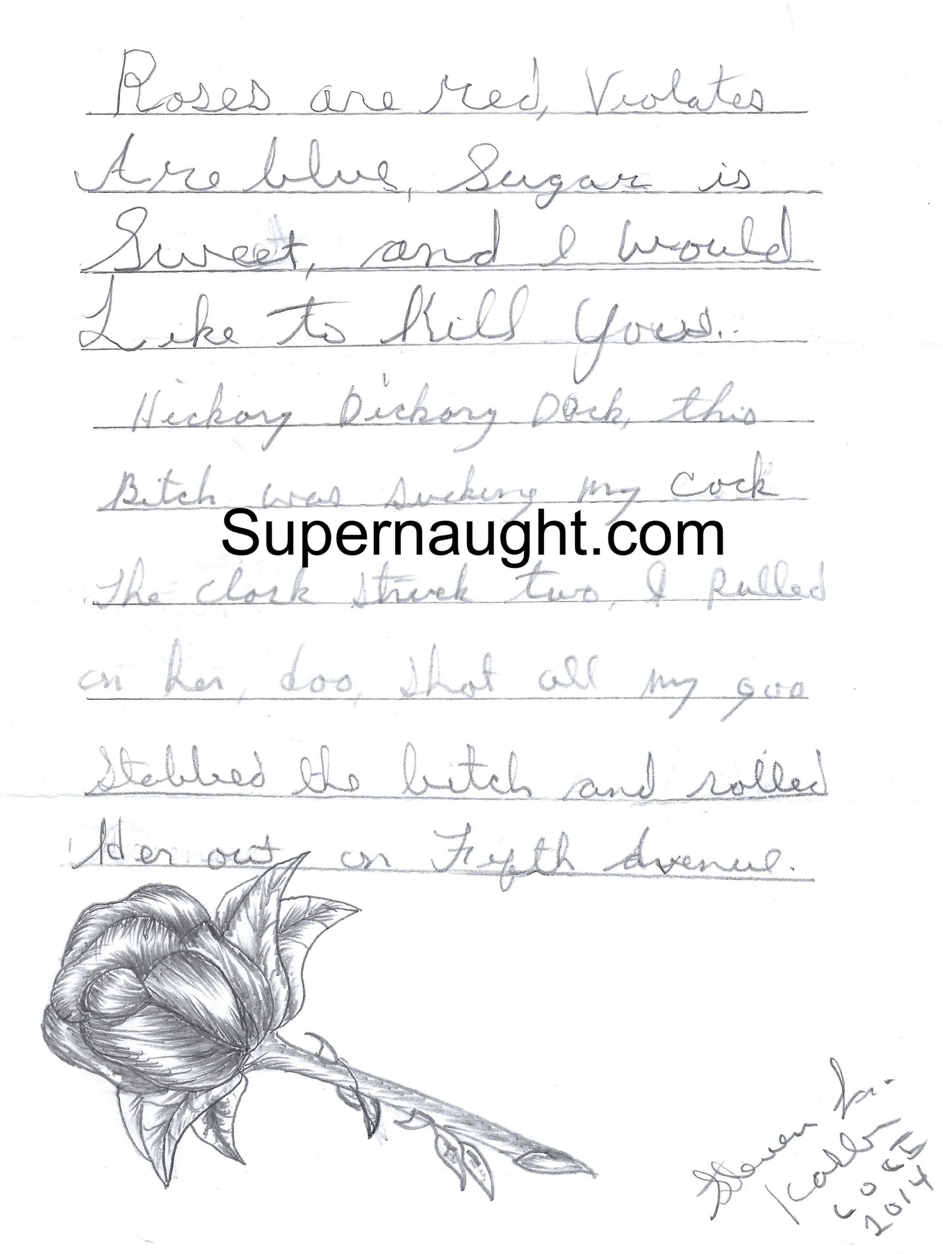 Steven Kasler Poem and Rose Drawing with Letter Signed