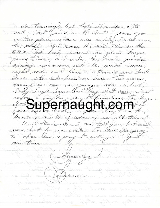 Susan Atkins Cell Drawing with Handwritten Letter and Envelope Set Both Signed image 2
