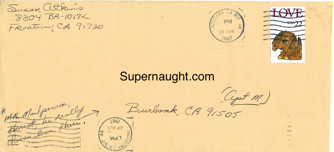 Susan Atkins Cell Drawing with Handwritten Letter and Envelope Set Both Signed image 6
