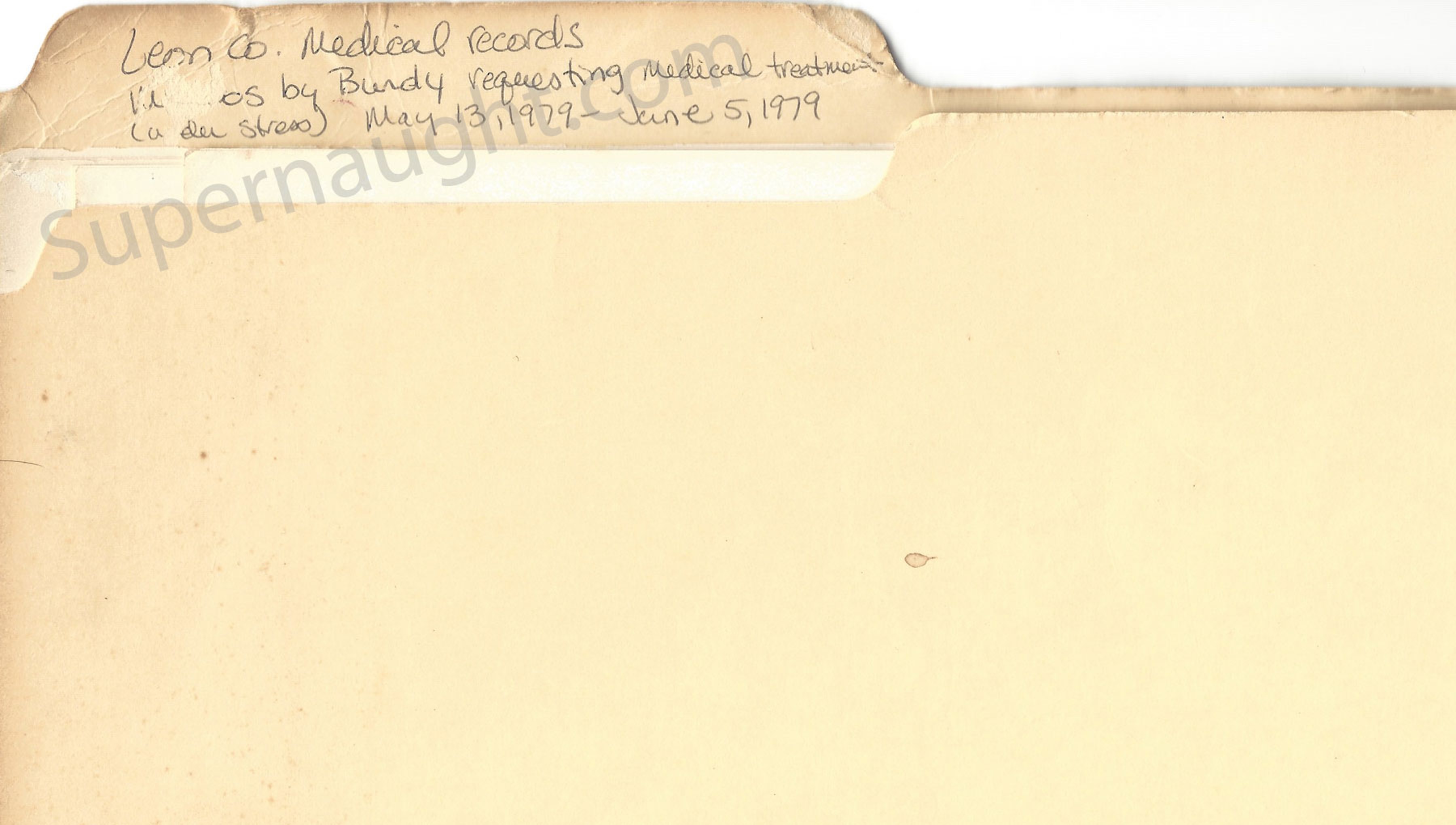 Ted Bundy 1979 County Jail Medical Records 12 pages with Folder image 4