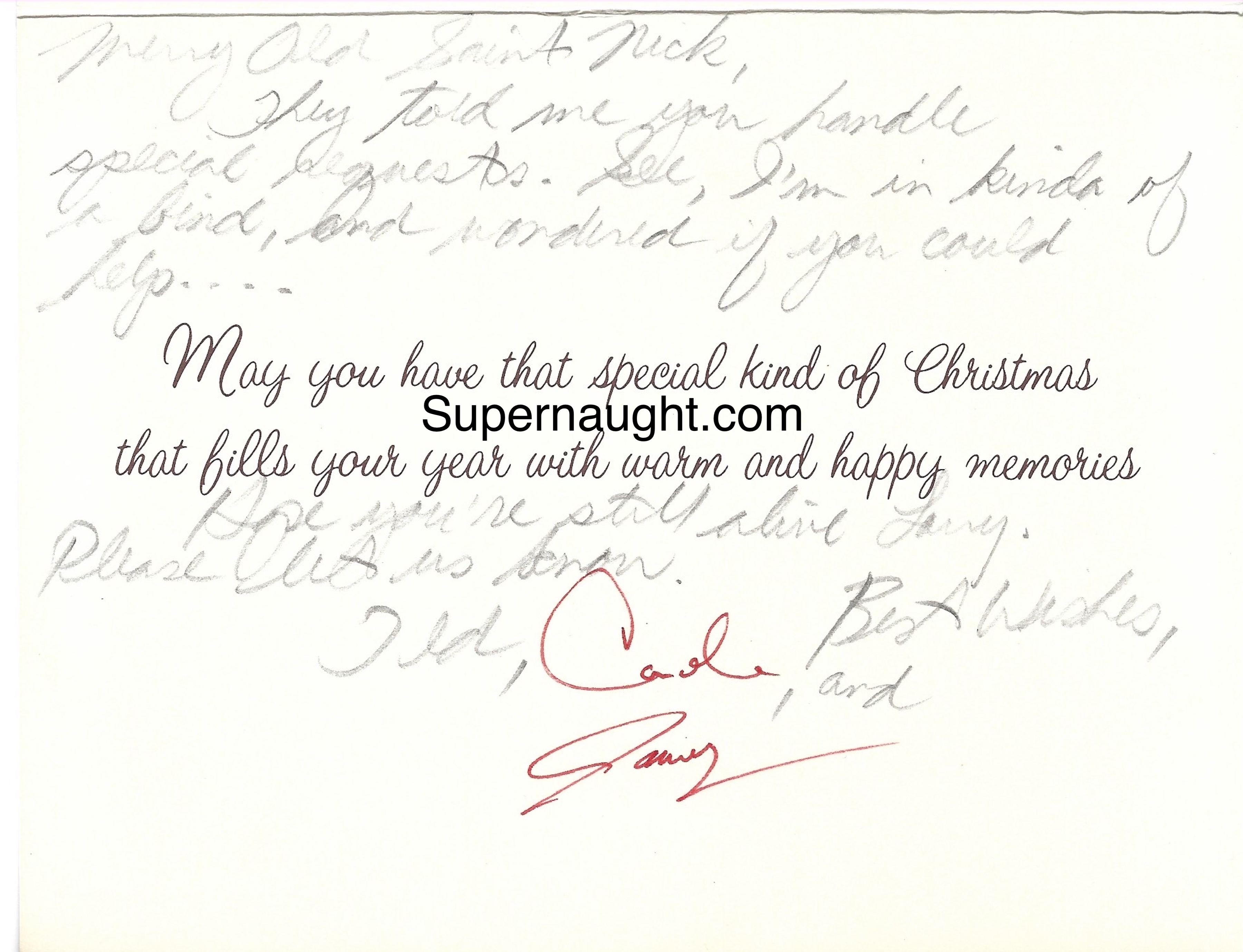 Ted Bundy 1980 Christmas Card Signed By Ted Carole and Family With Envelope