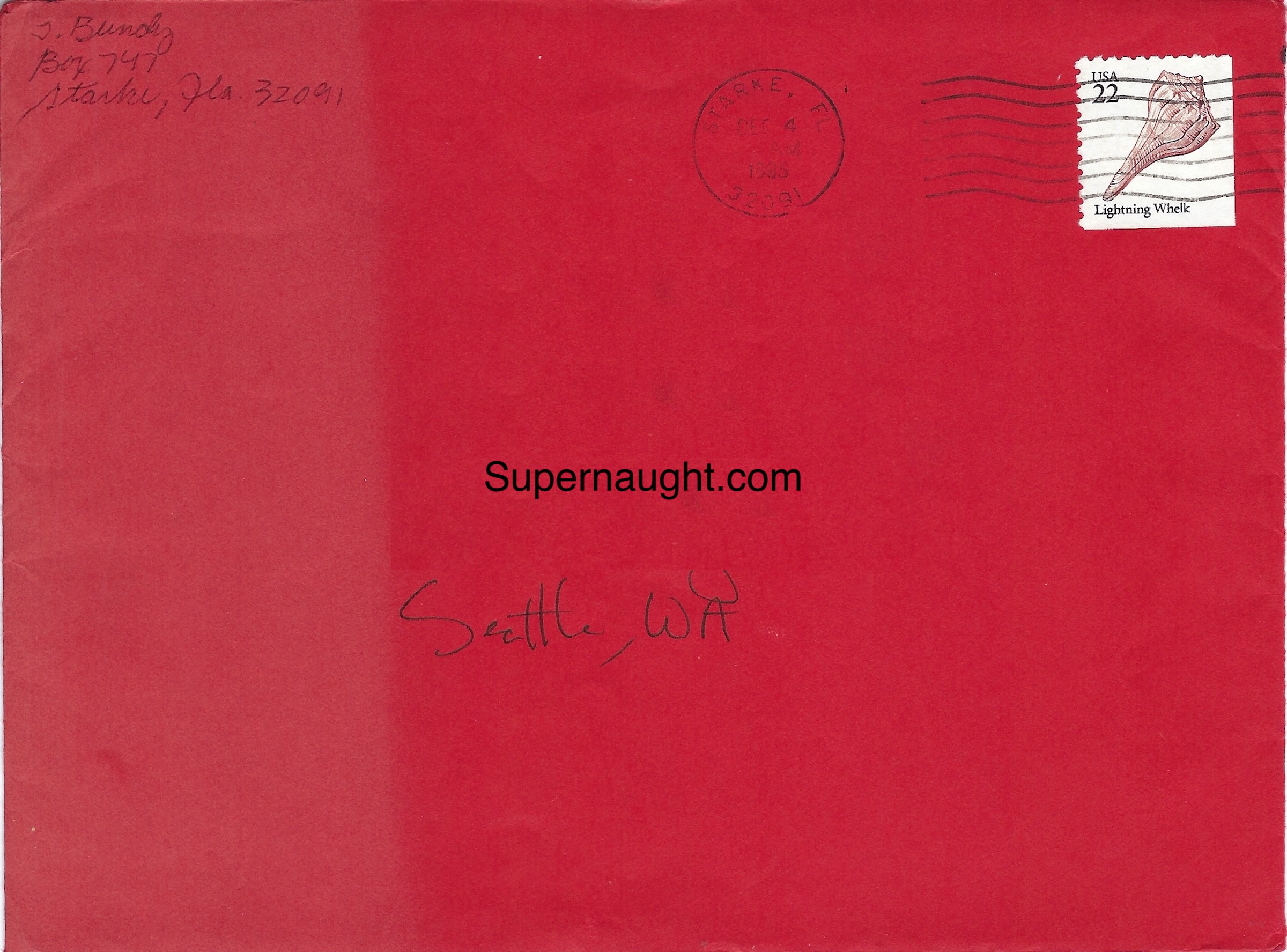 Ted Bundy 1985 Christmas Card and Envelope Both Signed image 4