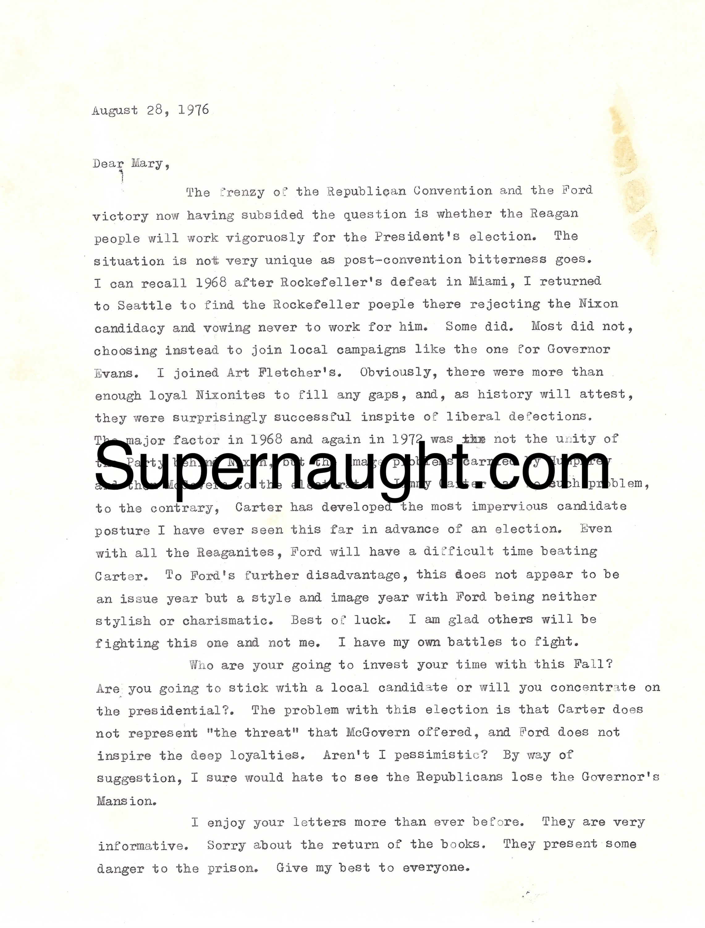 Ted Bundy August 1976 Signed Letter with Envelope