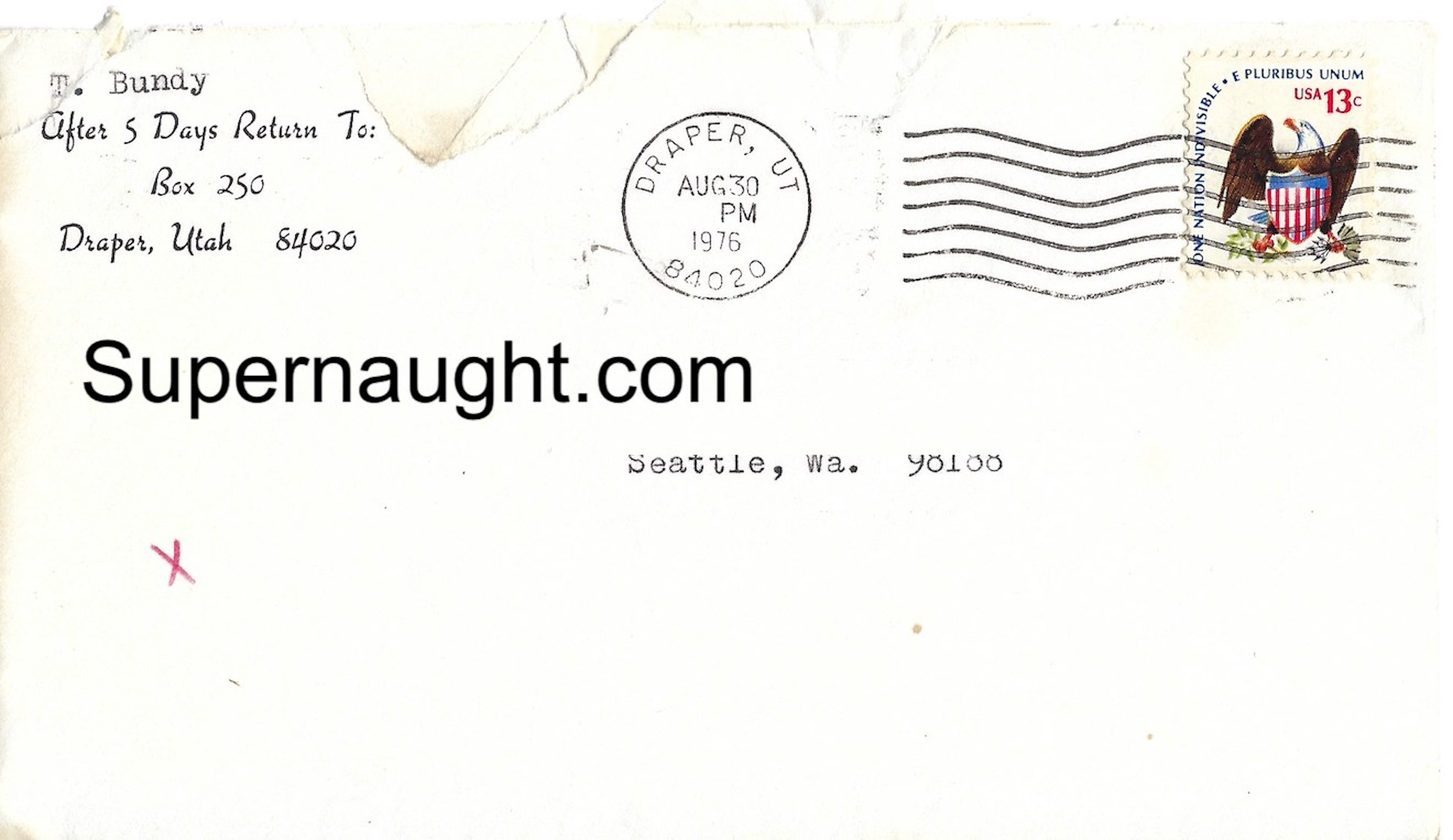 Ted Bundy August 1976 Signed Letter with Envelope image 3