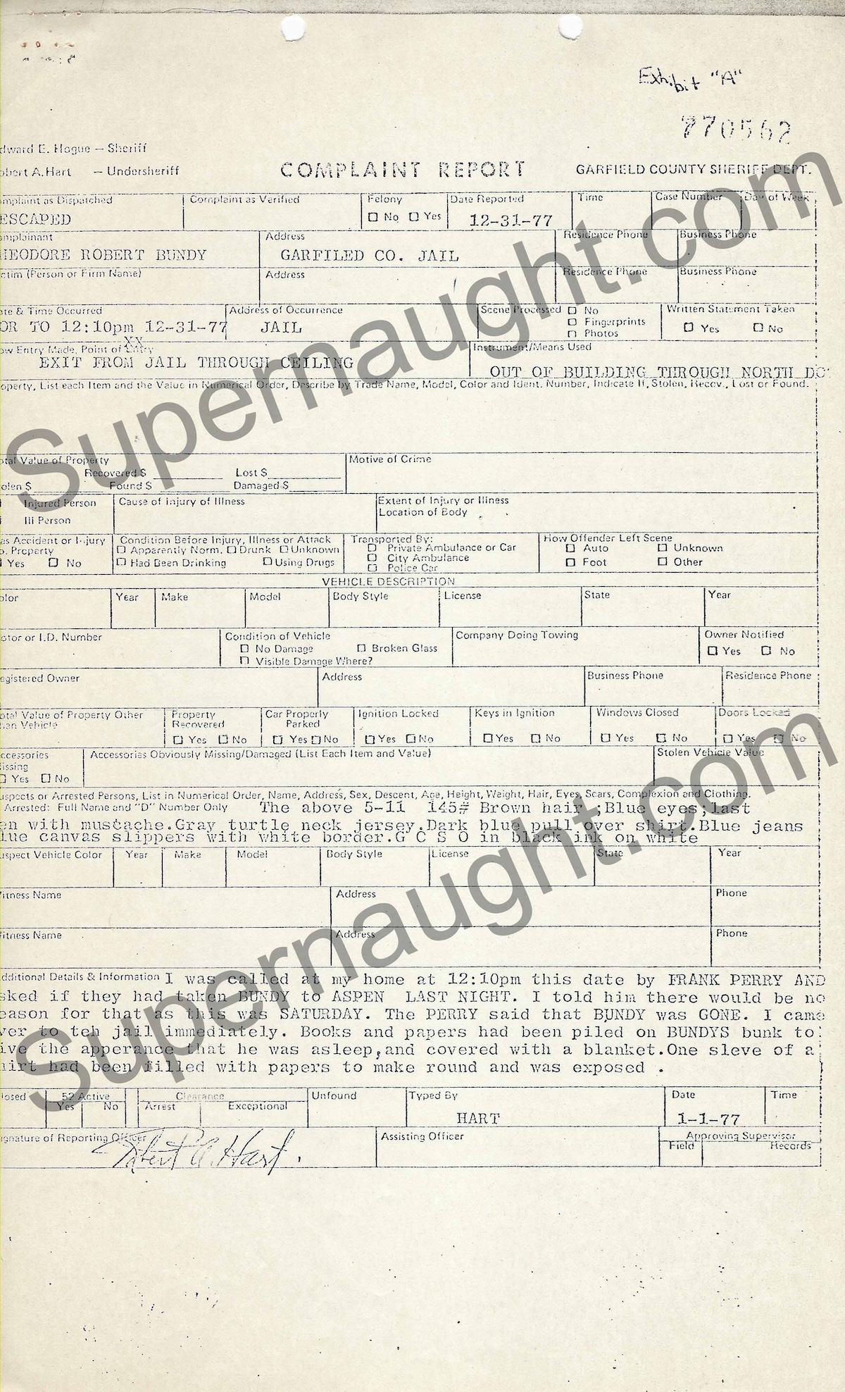 Ted Bundy Escape Report 1977