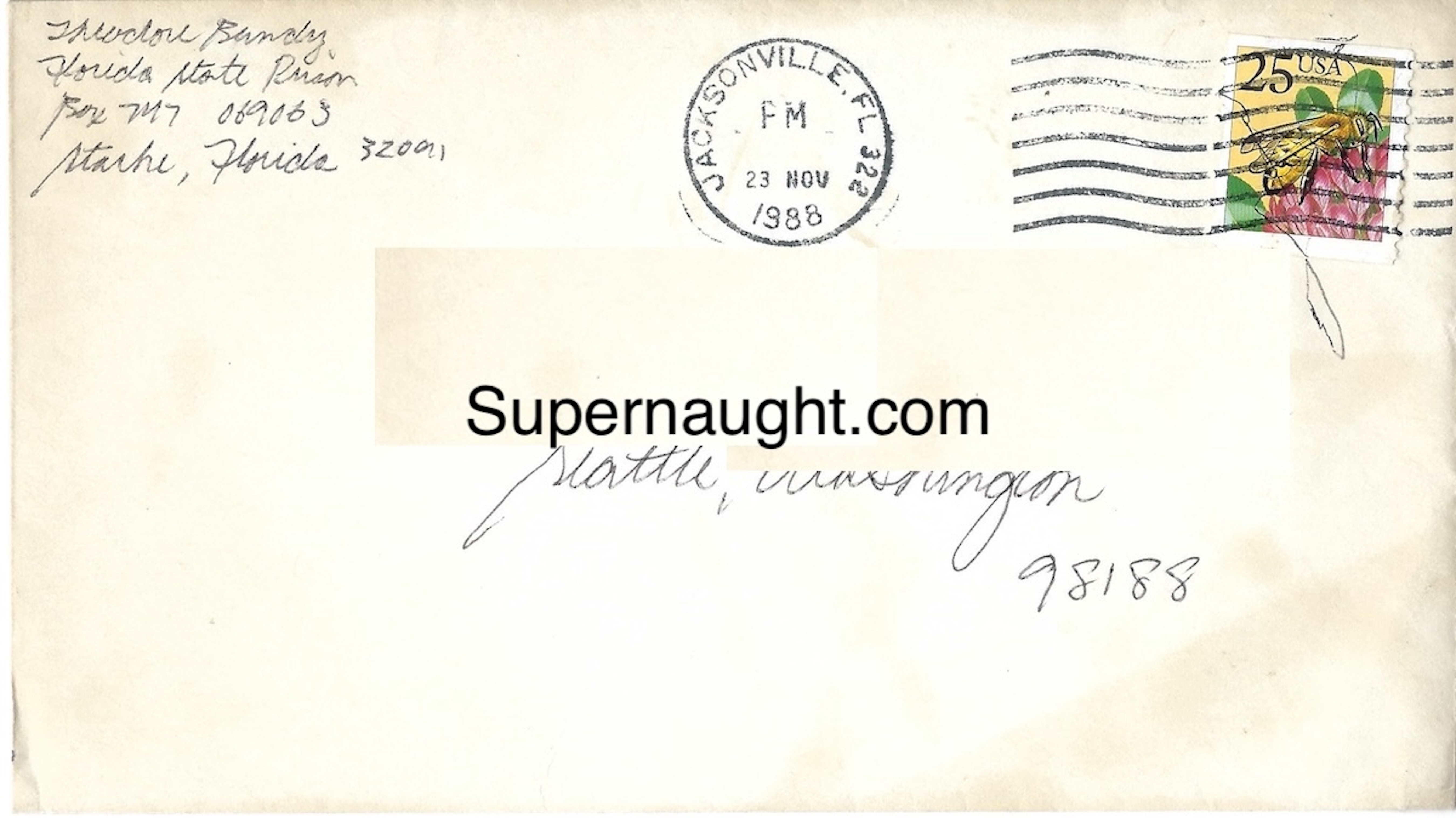 Ted Bundy Letter Envelope Set Both Signed November 1988 image 6