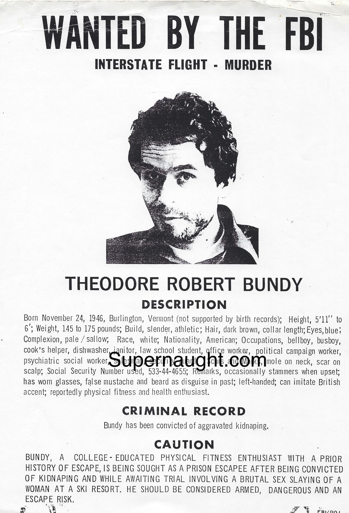 Ted Bundy Two 1970's Replica Wanted Posters image 2
