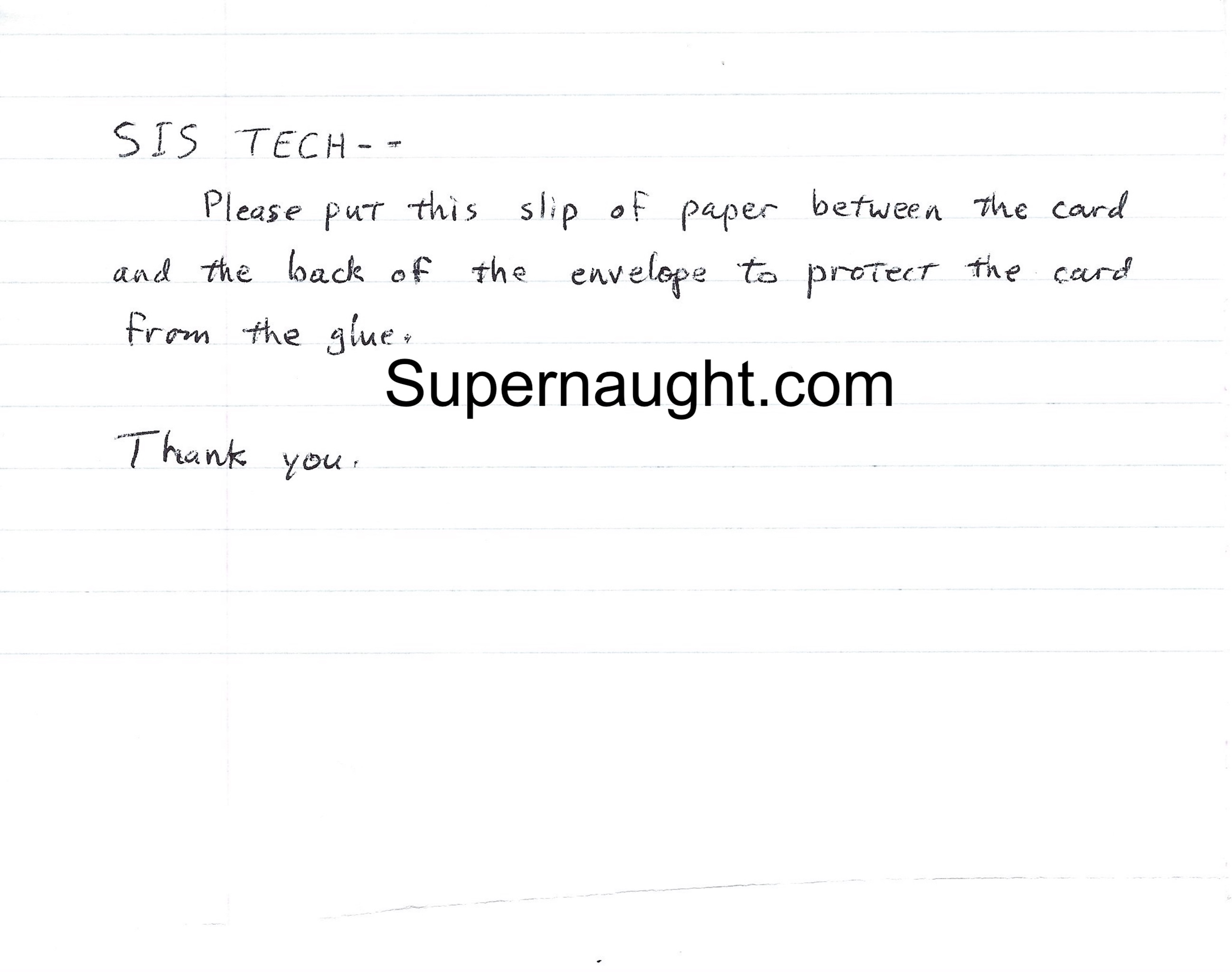 Ted Kaczynski Handwritten Note