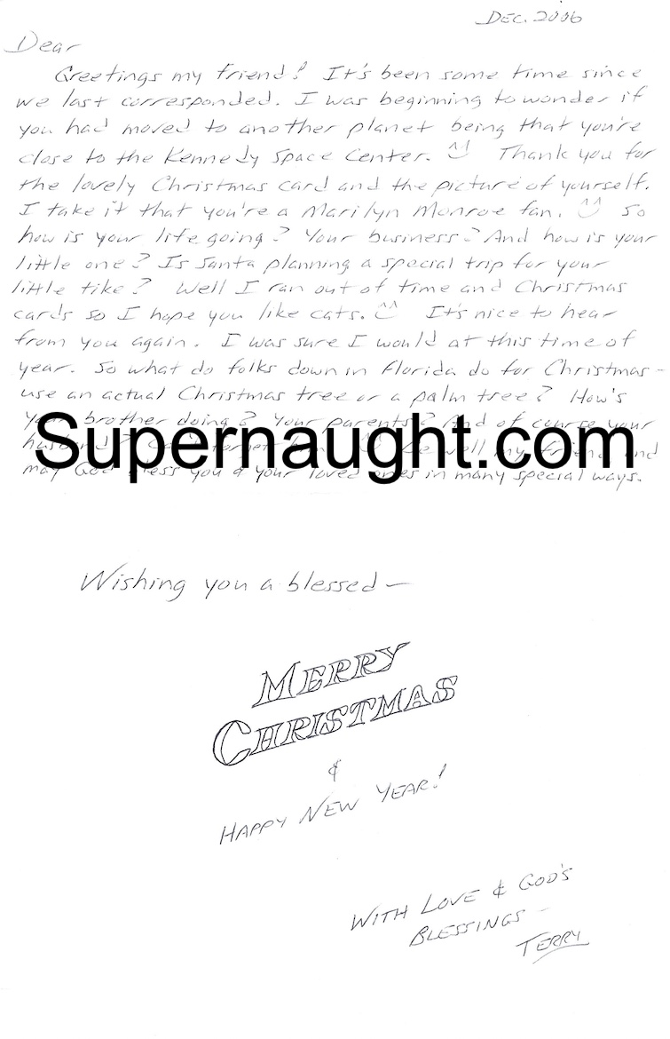 Terry Nichols Christmas Card and Envelope Set Both Signed