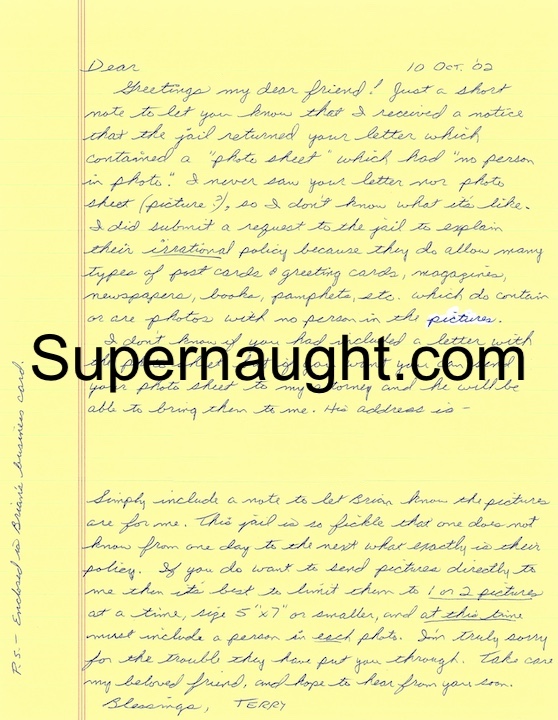 Terry Nichols Letter and Envelope Set Both Signed