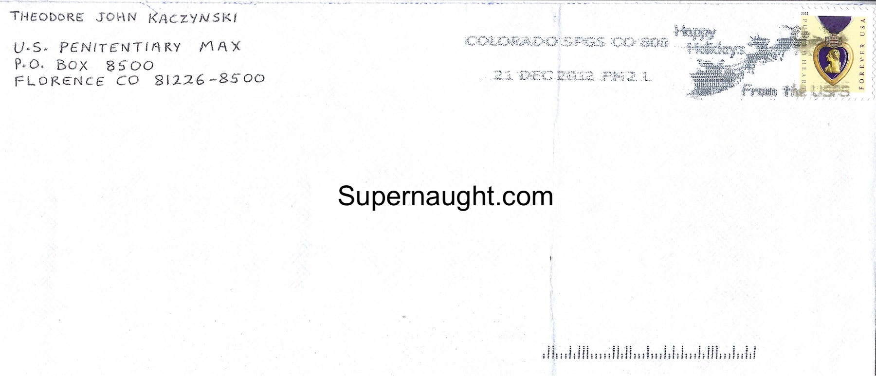 Theodore Kaczynski One Page Letter and Envelope Both Signed image 2