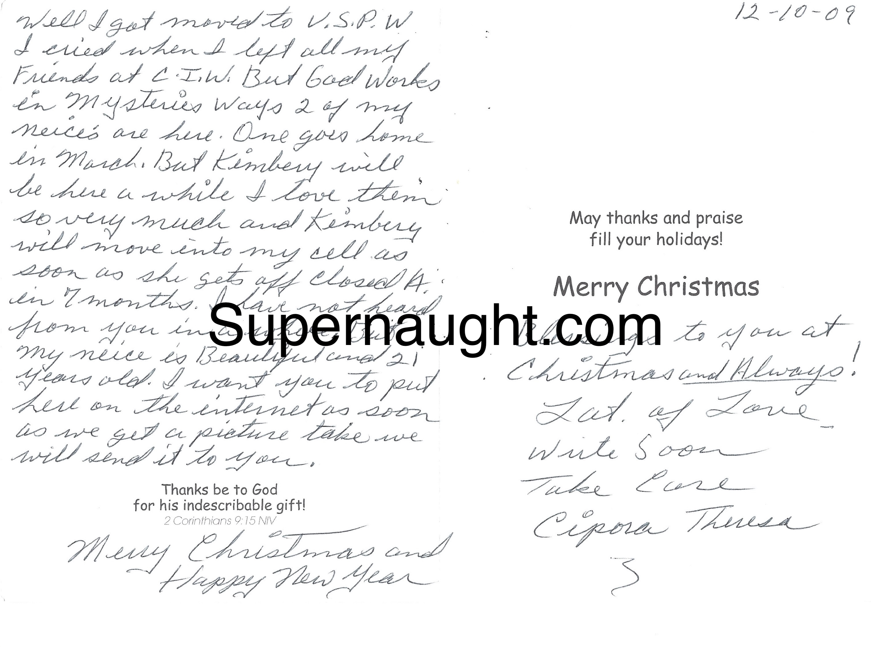 Theresa Knorr Christmas Card and Envelope Both Signed