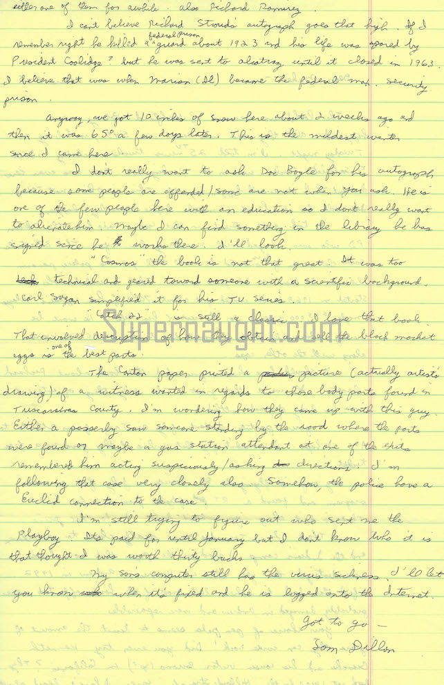 Thomas Dillon Signed Letter image 2
