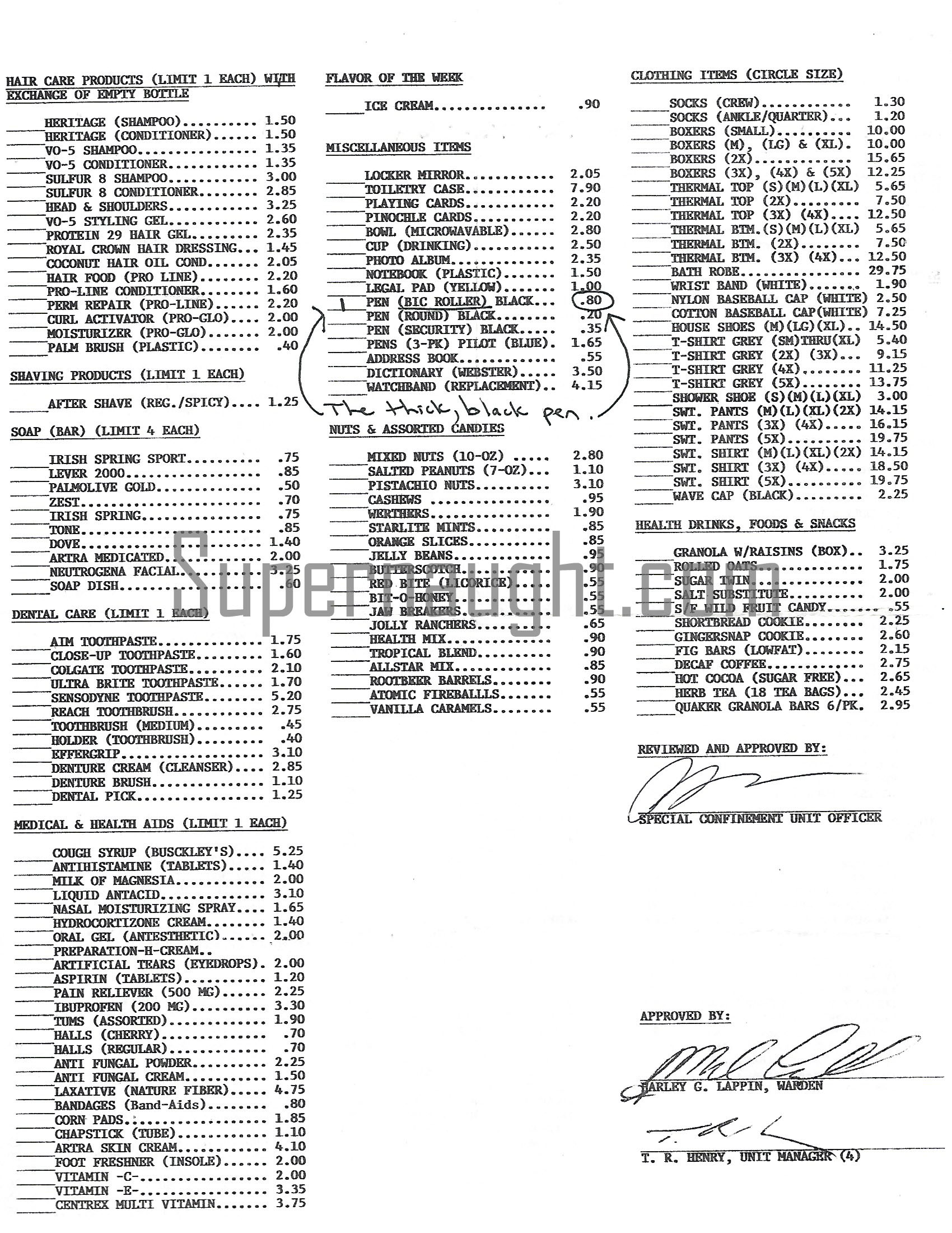 Timothy McVeigh Hand Signed Commissary Form Document image 2