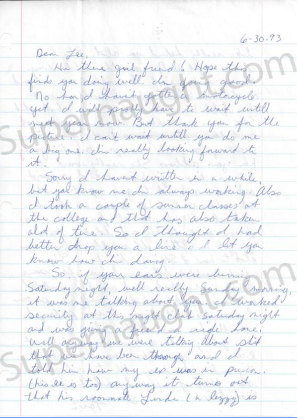 Tyria Moore Letter Envelope Set to Wuornos Both Signed