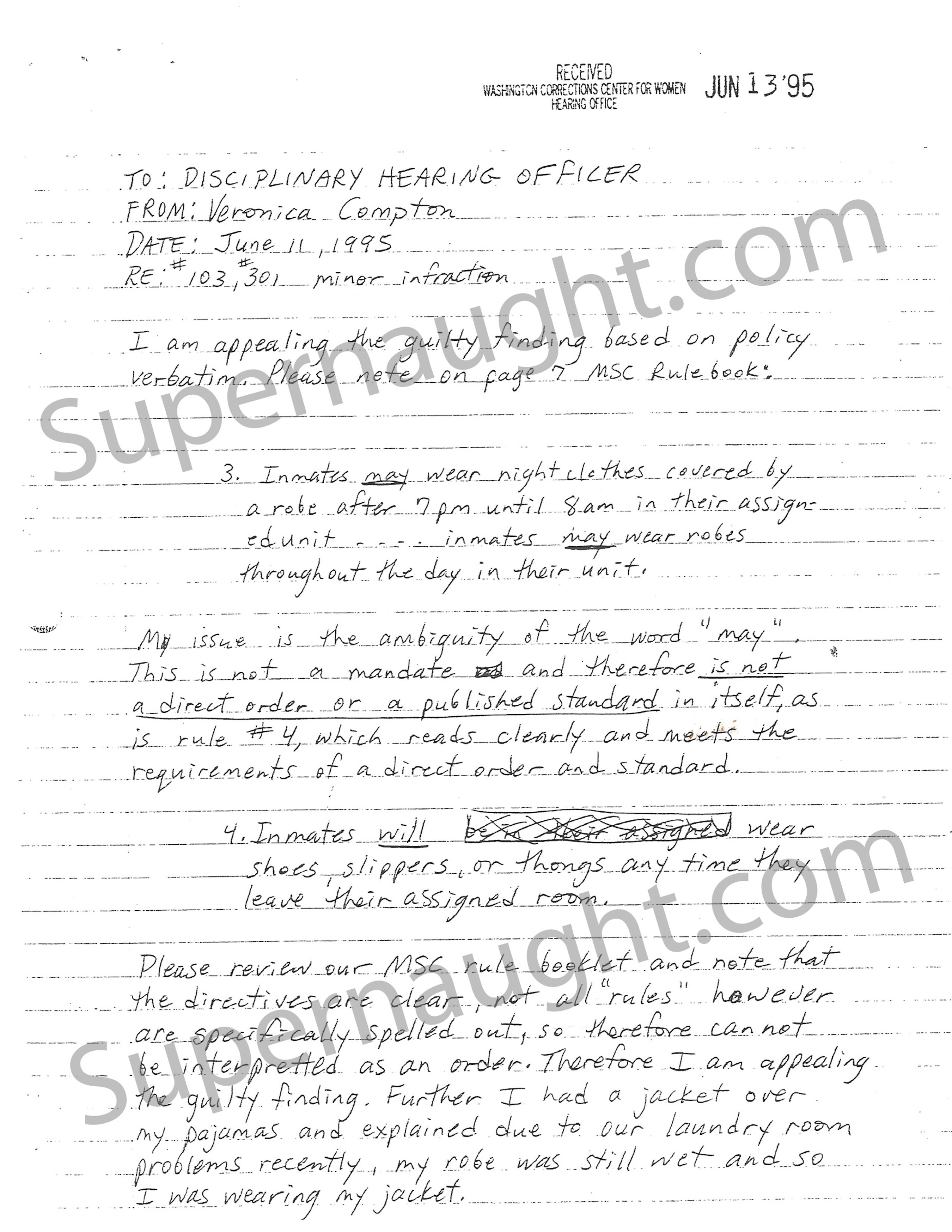 Veronica Compton Disciplinary Report image 2