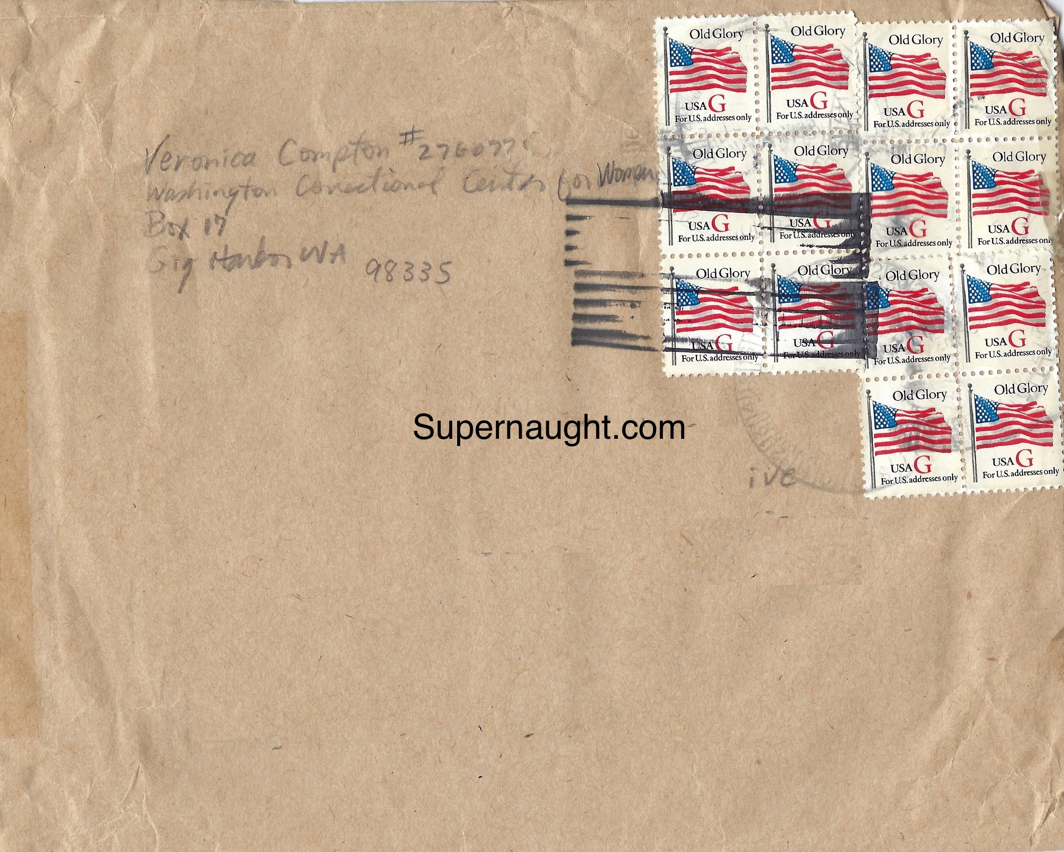 Veronica Compton Signed Prison Envelope